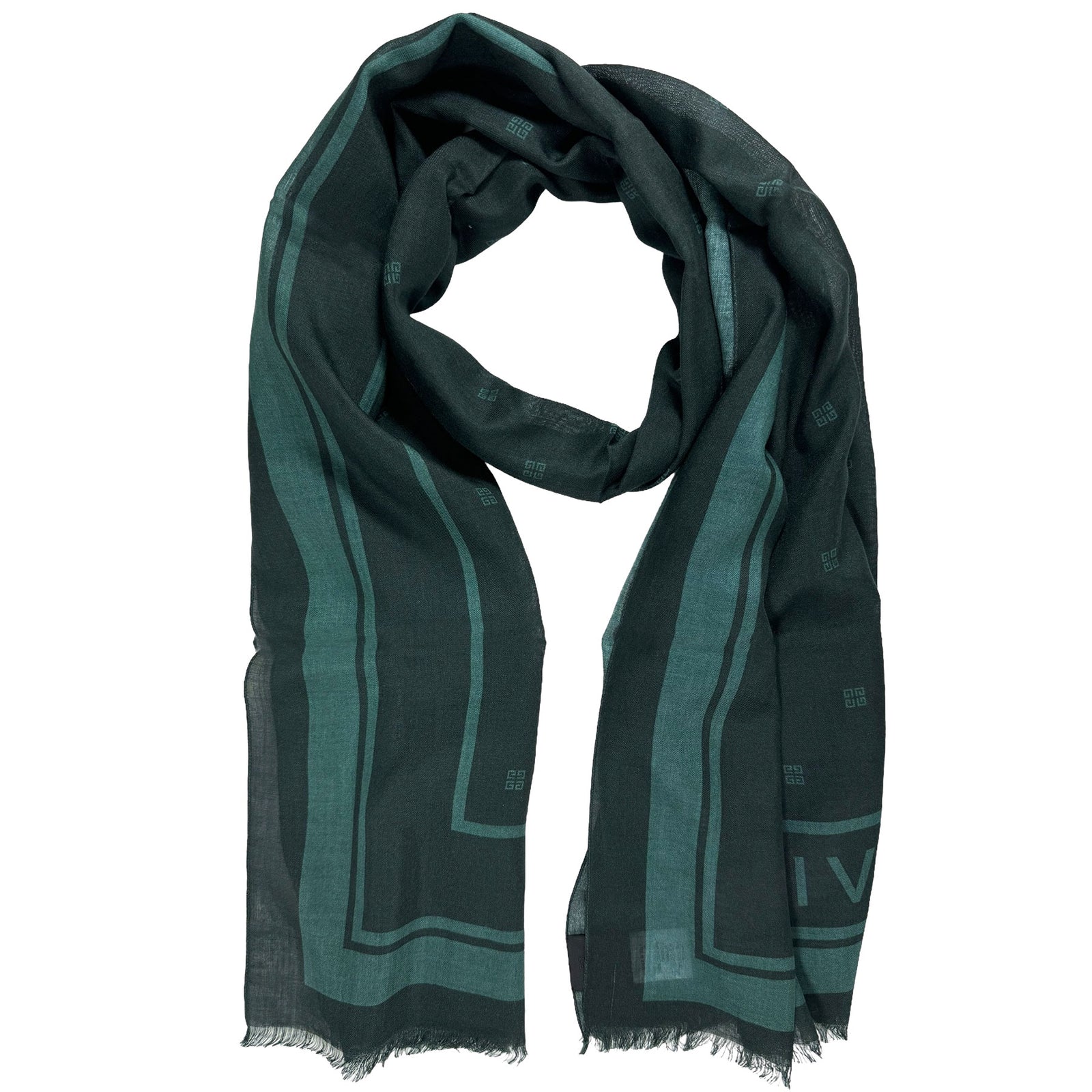 Givenchy Scarf Dark Green Logo - Cashmere Silk Shawl SALE