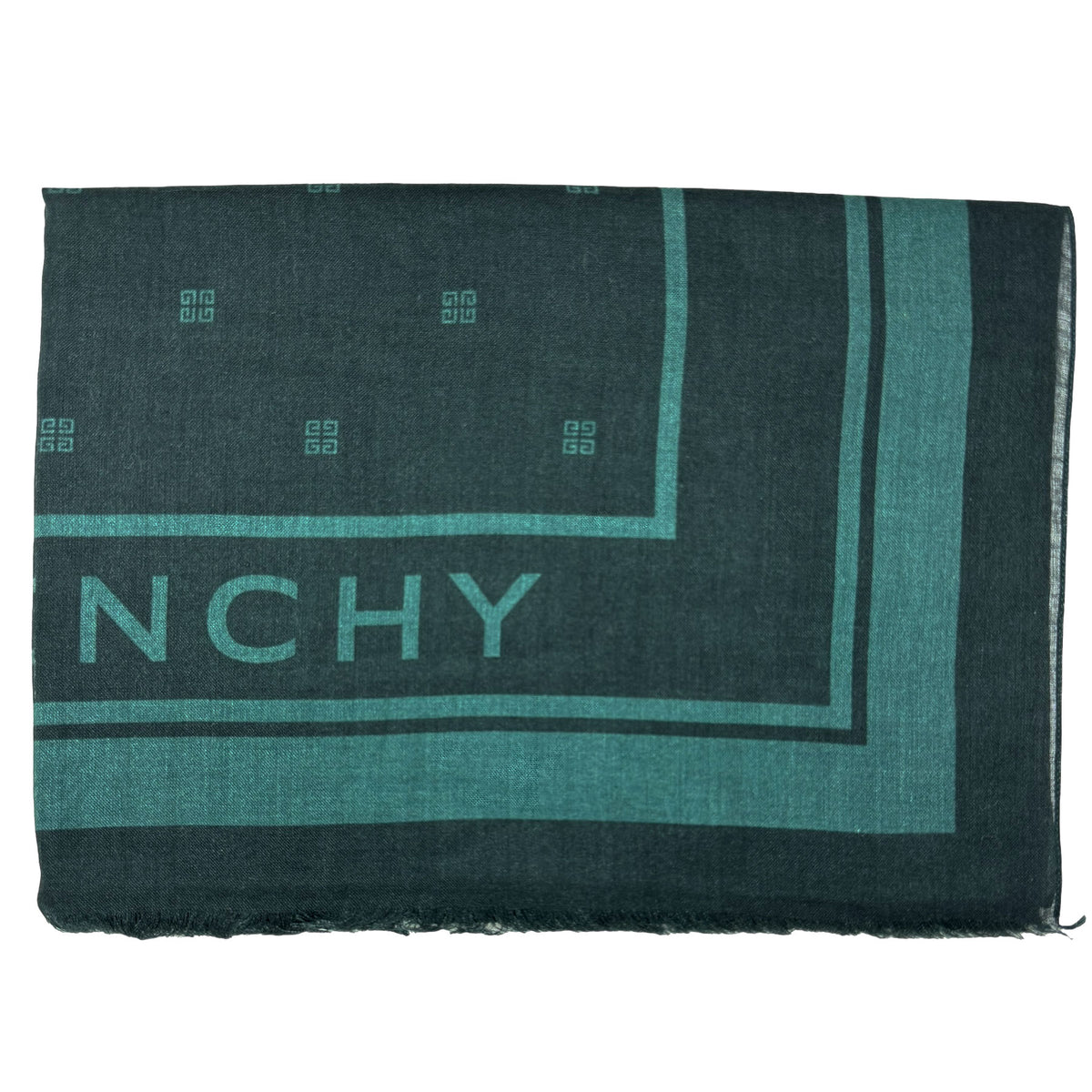 Givenchy Scarf Dark Green Logo - Cashmere Silk Shawl SALE