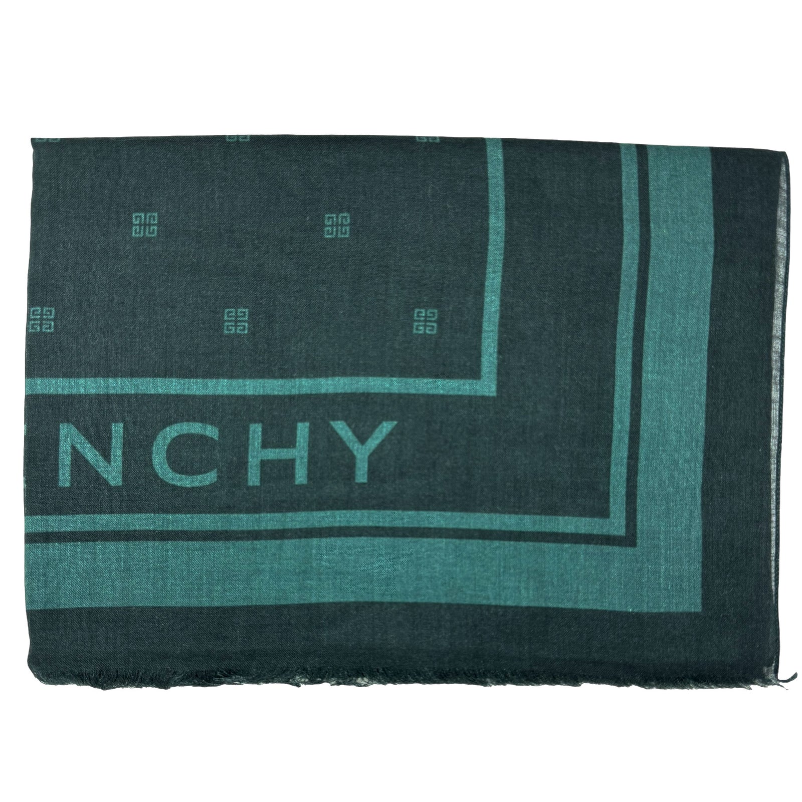 Givenchy Scarf Dark Green Logo - Cashmere Silk Shawl SALE
