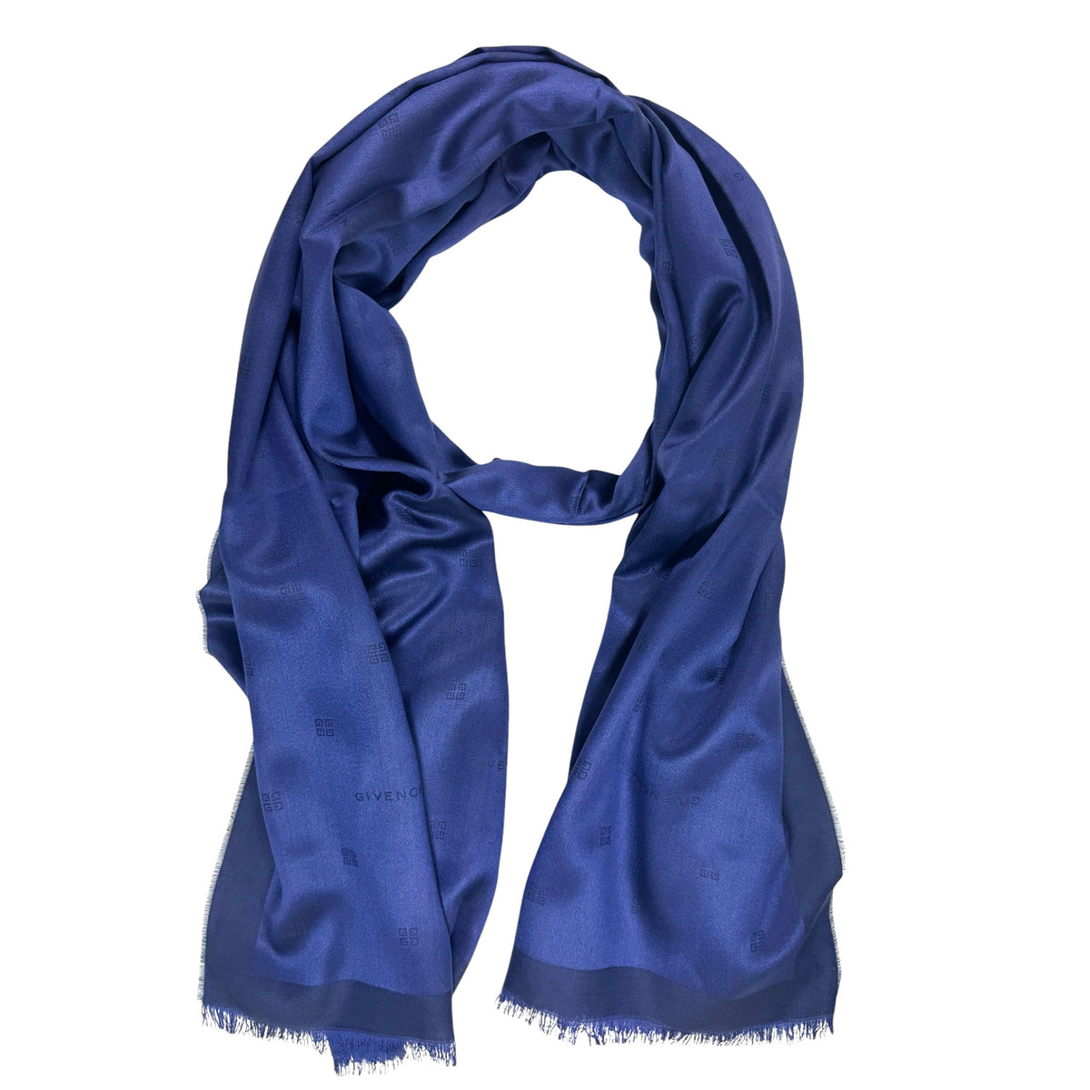 Givenchy Scarf Navy Logo Design - Chiffon Silk Shawl