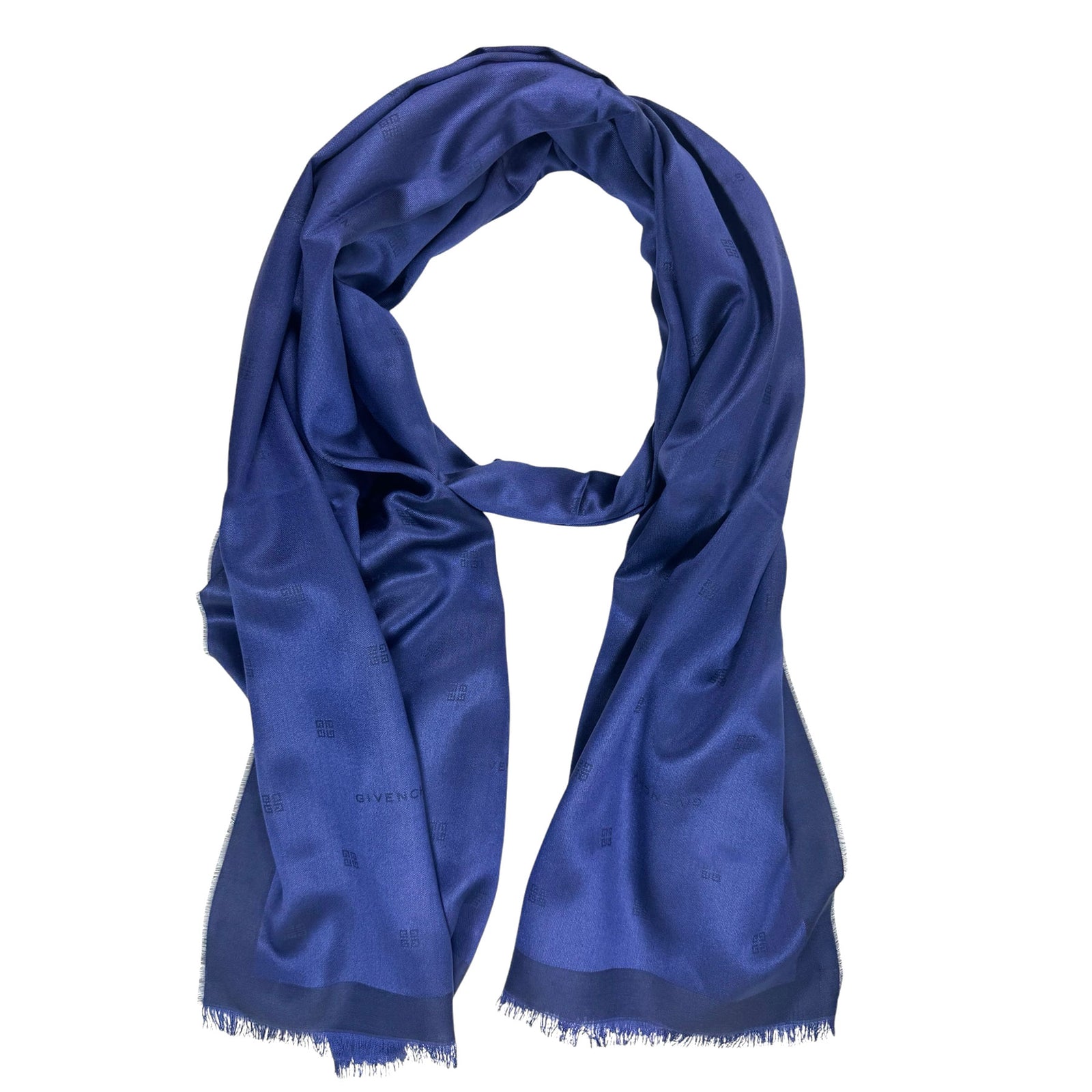 Givenchy Scarf Navy Logo - Chiffon Silk Shawl
