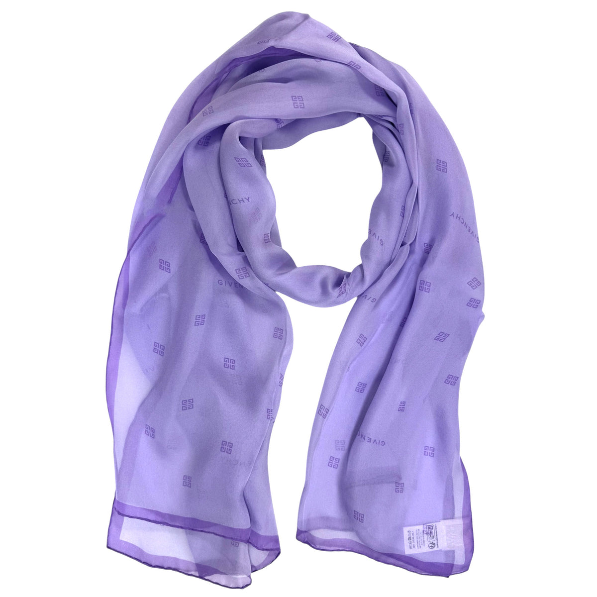 Givenchy Scarf Lilac Logo Design - Chiffon Silk Shawl
