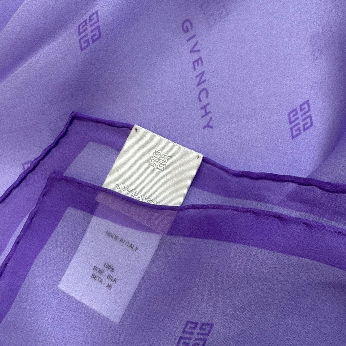 Givenchy Scarf Lilac Logo Design - Chiffon Silk Shawl