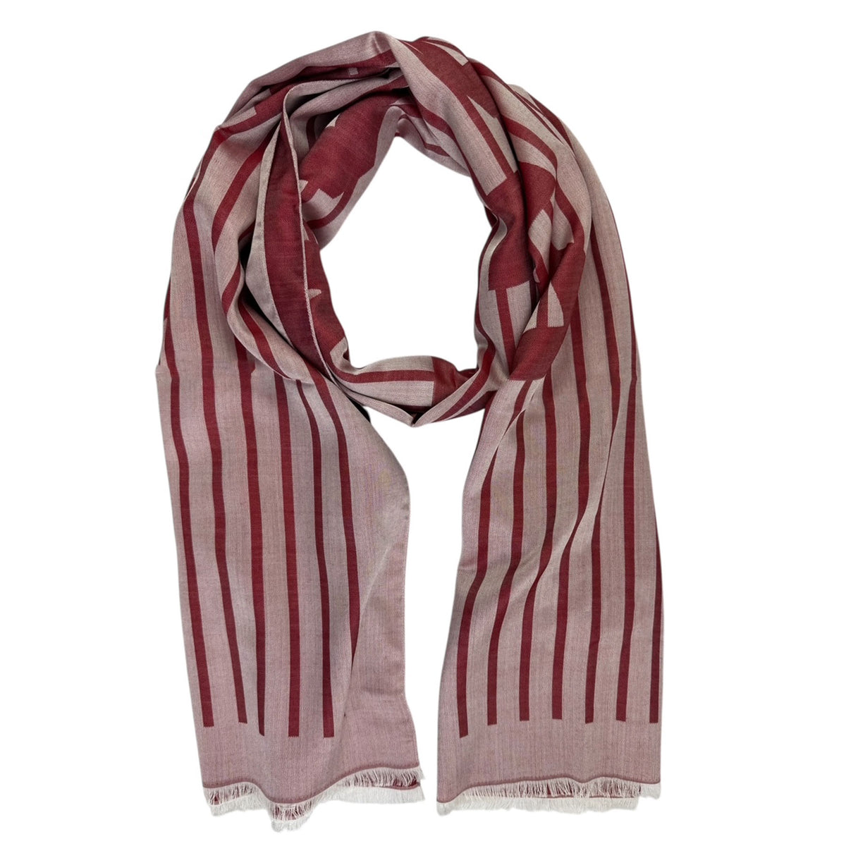 Givenchy Scarf Dark Red Silver Givenchy Paris Logo Design - Wool Silk Shawl