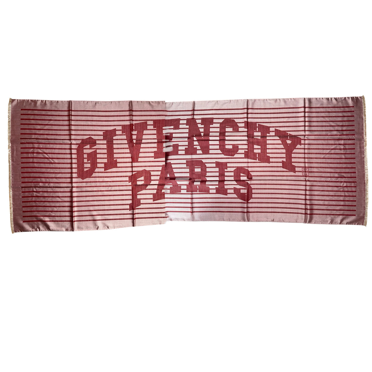 Givenchy Scarf Dark Red Silver Logo Design - Wool Silk Shawl