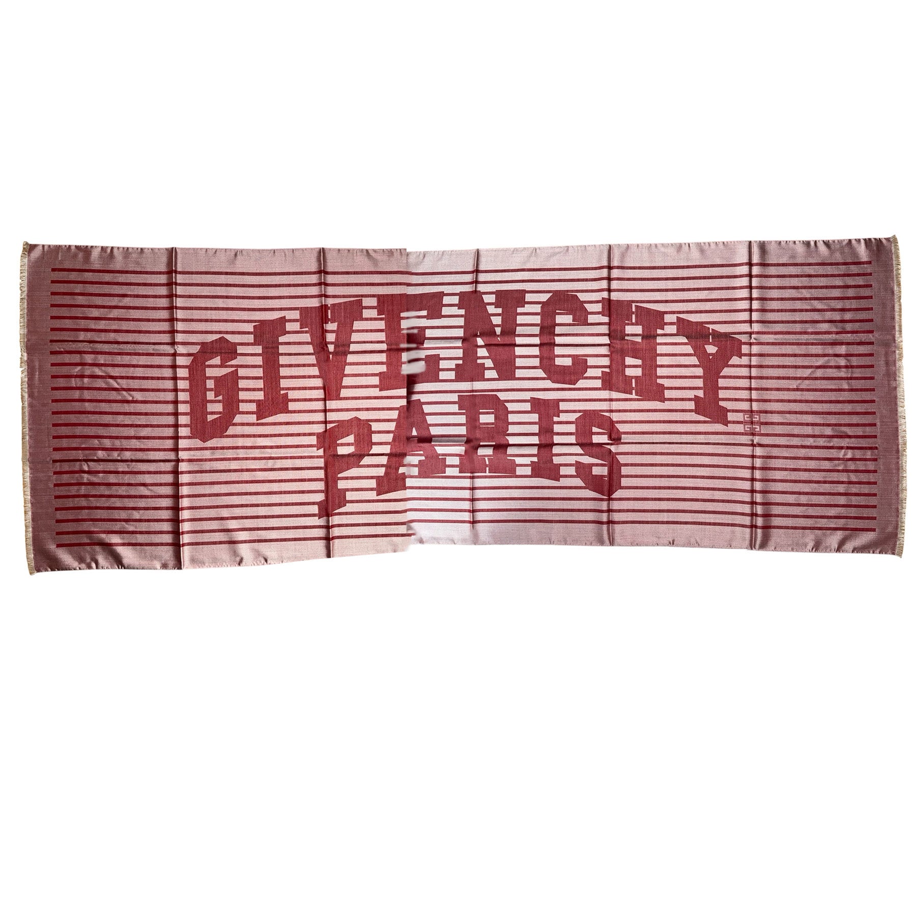 Givenchy Scarf Dark Red Silver Logo Design 