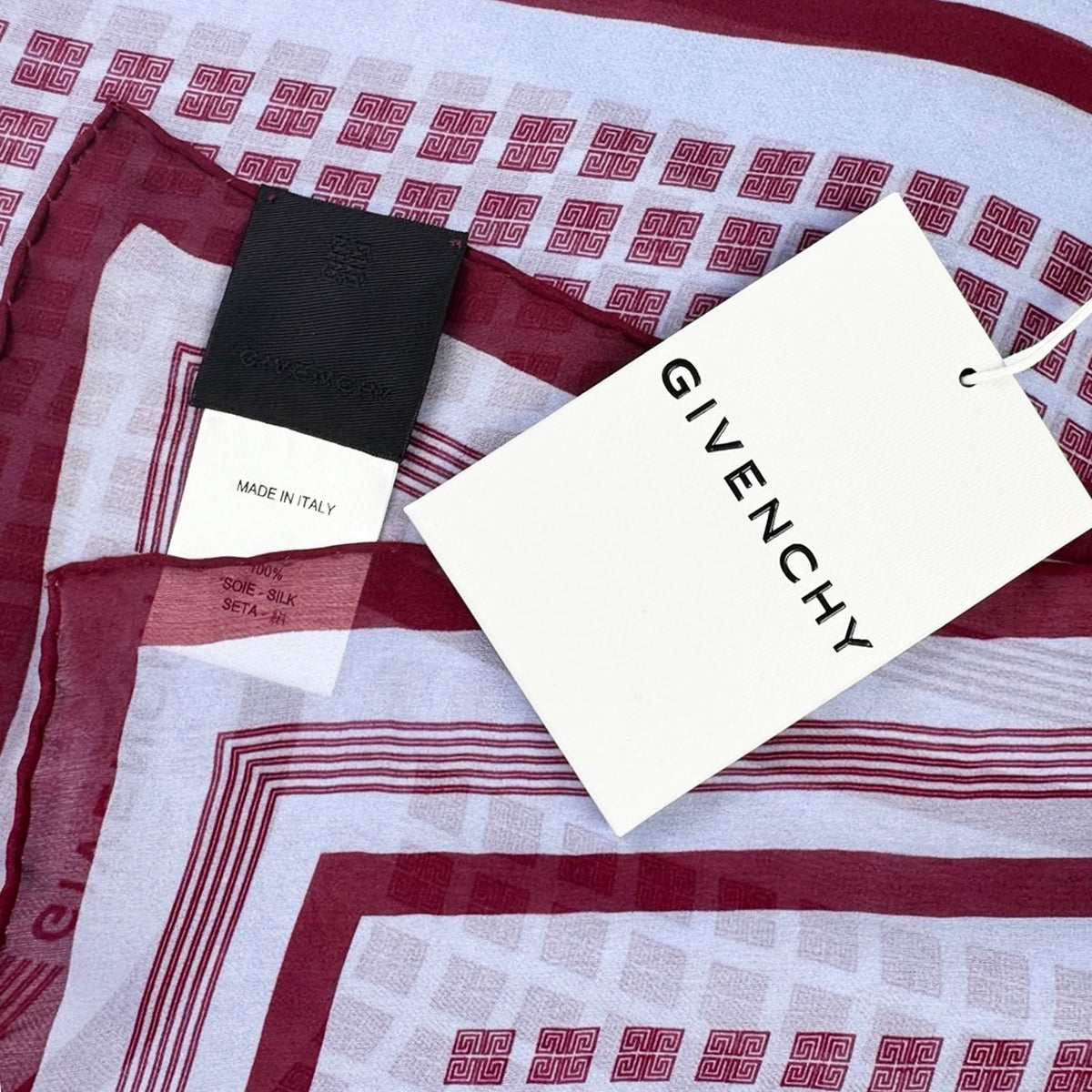 Givenchy Scarf Maroon Lavender 4G Logo Design - Chiffon Silk Shawl SALE