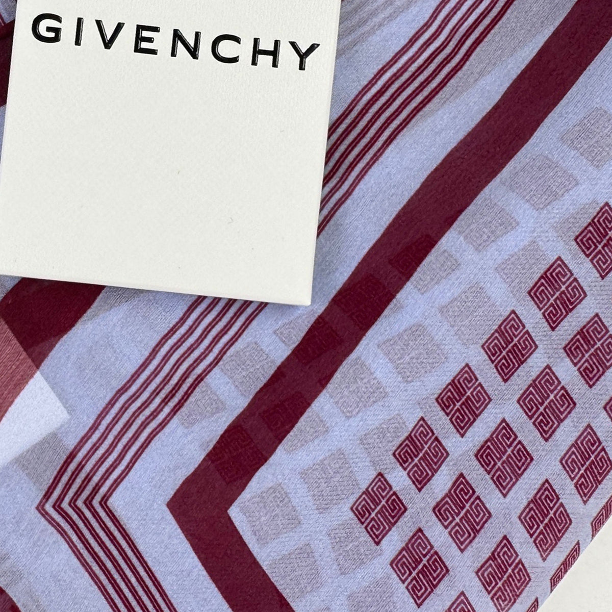 Givenchy Scarf Maroon Lavender 4G Logo Design - Chiffon Silk Shawl SALE