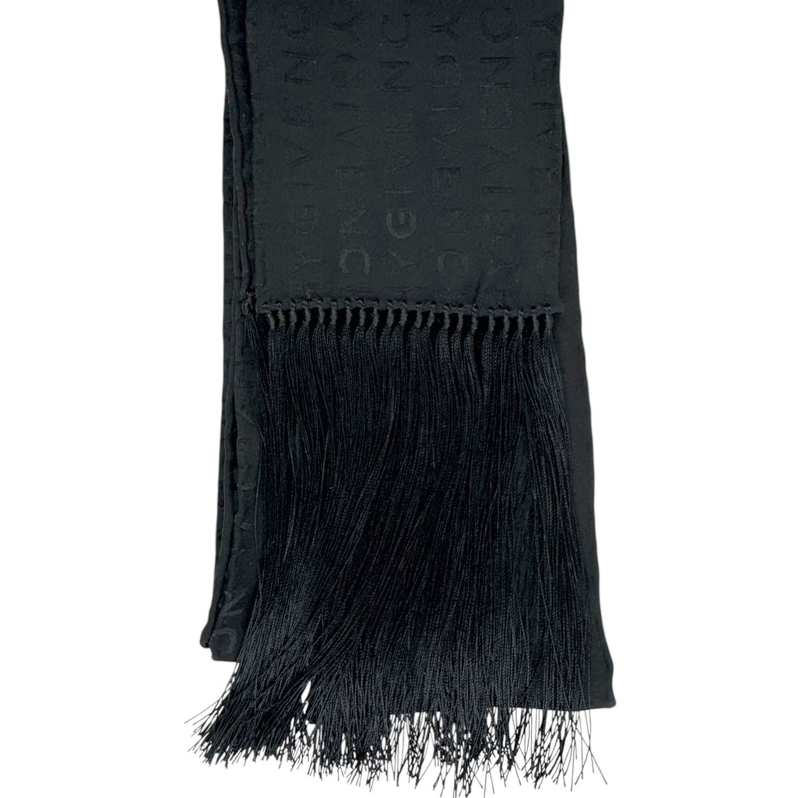 Givenchy Scarf Black Scarf - Long Fringe - Skinny Satin Silk Shawl
