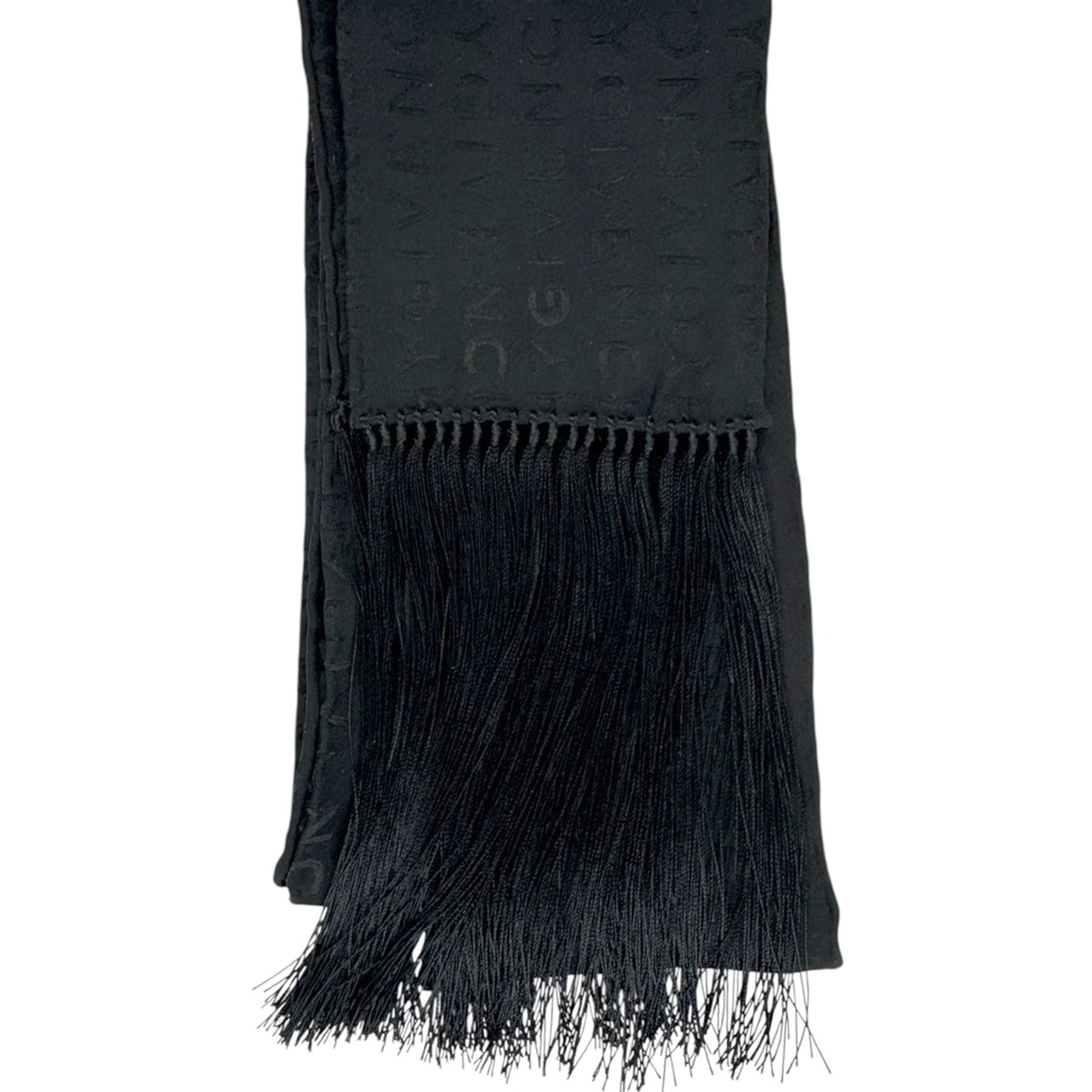 Givenchy Scarf Black Scarf - Long Fringe - Skinny Satin Silk Shawl