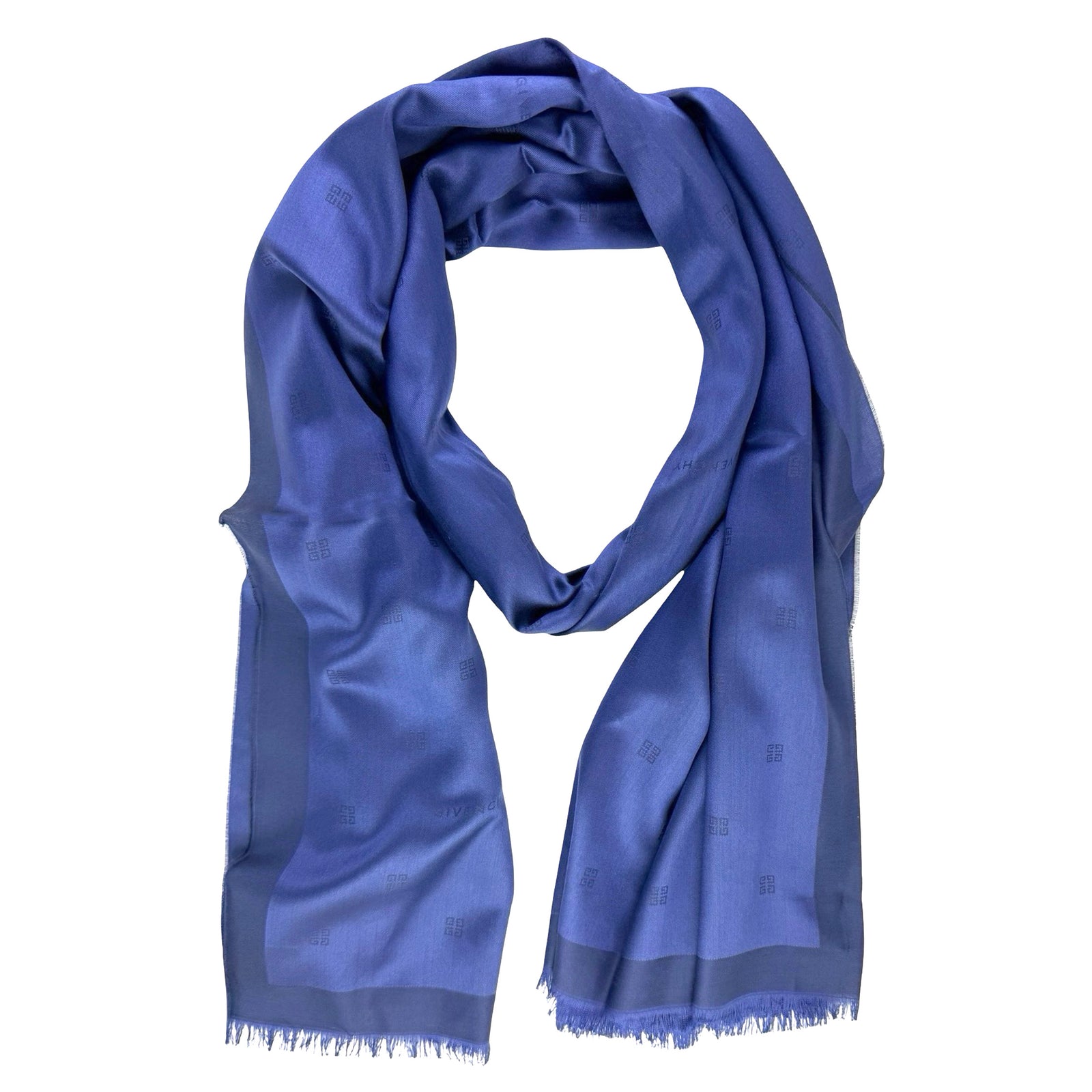 Givenchy Scarf Navy 4G Logo Design - Chiffon Silk Shawl