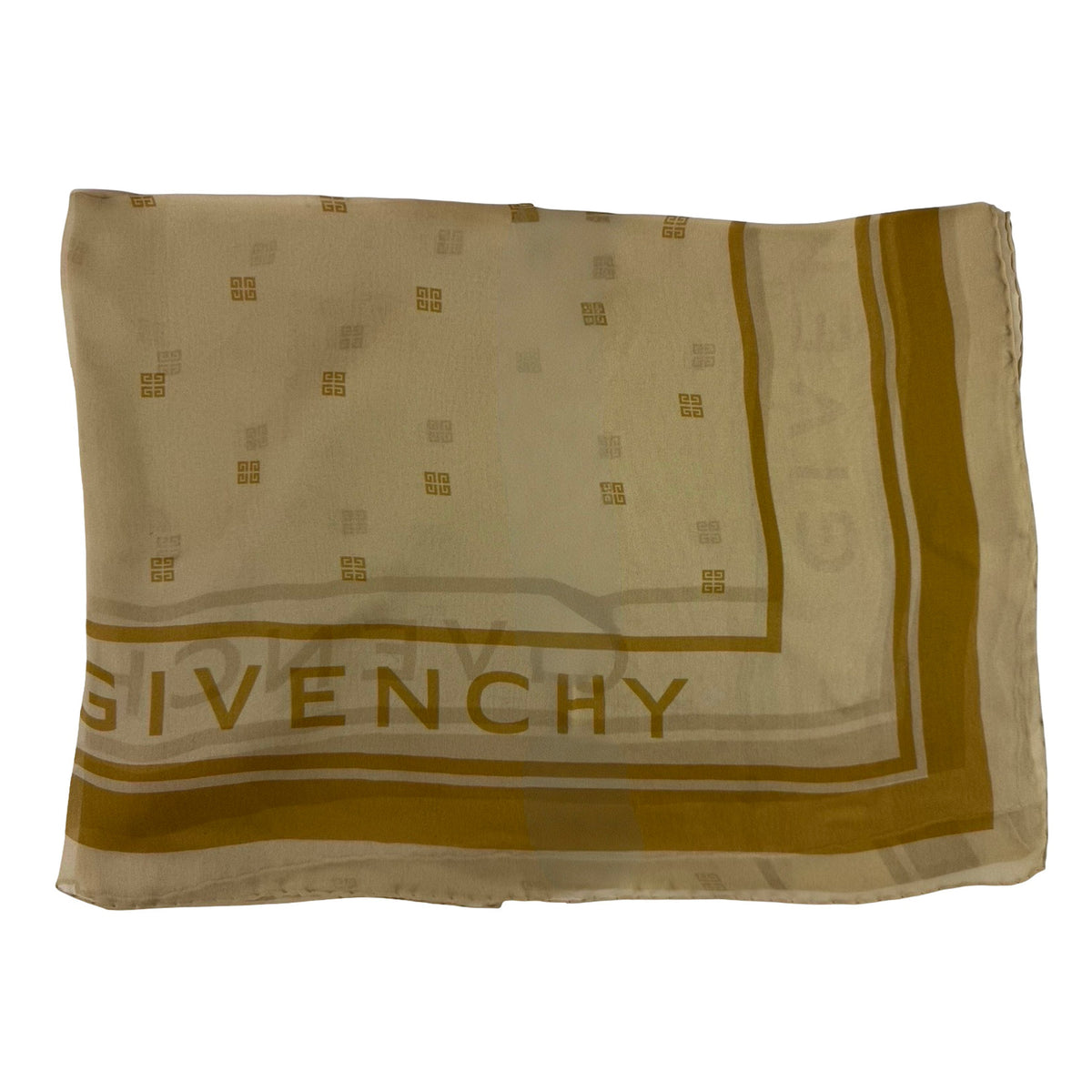 Givenchy Scarf Beige Brown 4G Logo Design - Chiffon Silk Shawl