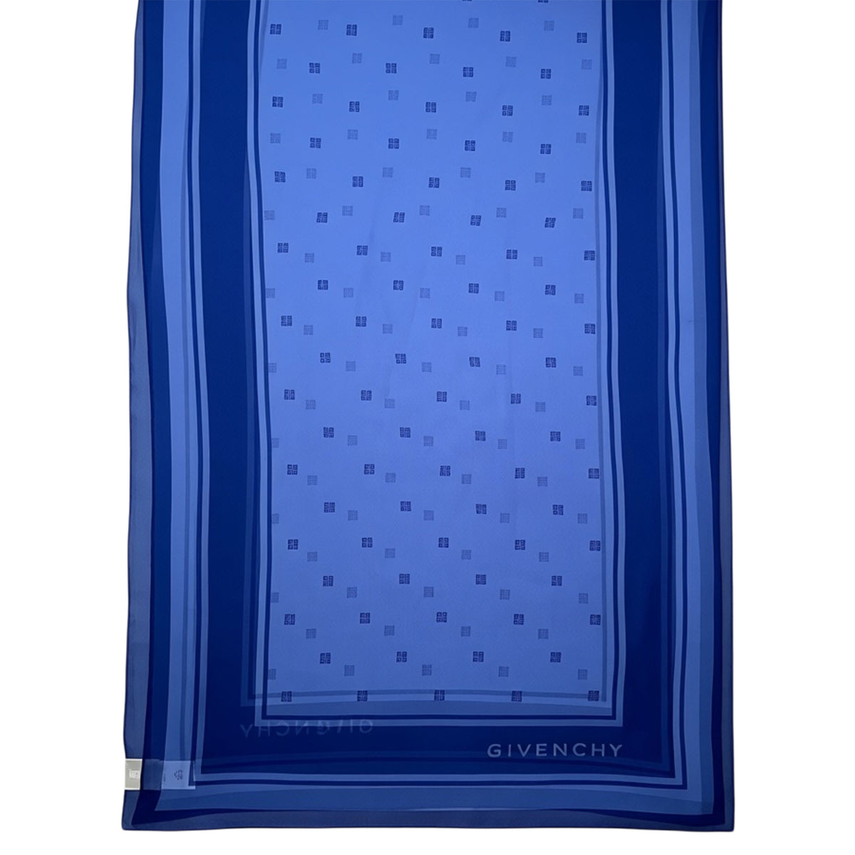 Givenchy Scarf Blue 4G Logo Design - Chiffon Silk Shawl