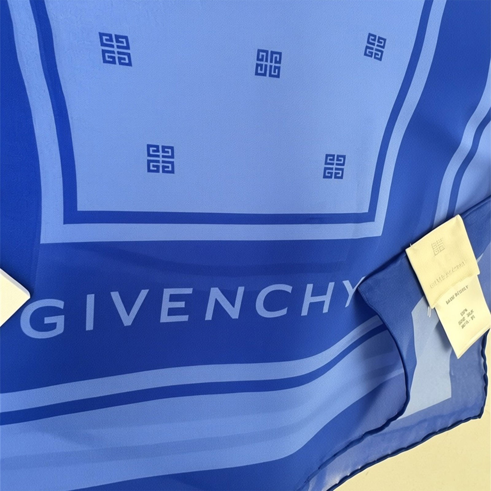Givenchy Scarf Blue 4G Logo Design - Chiffon Silk Shawl