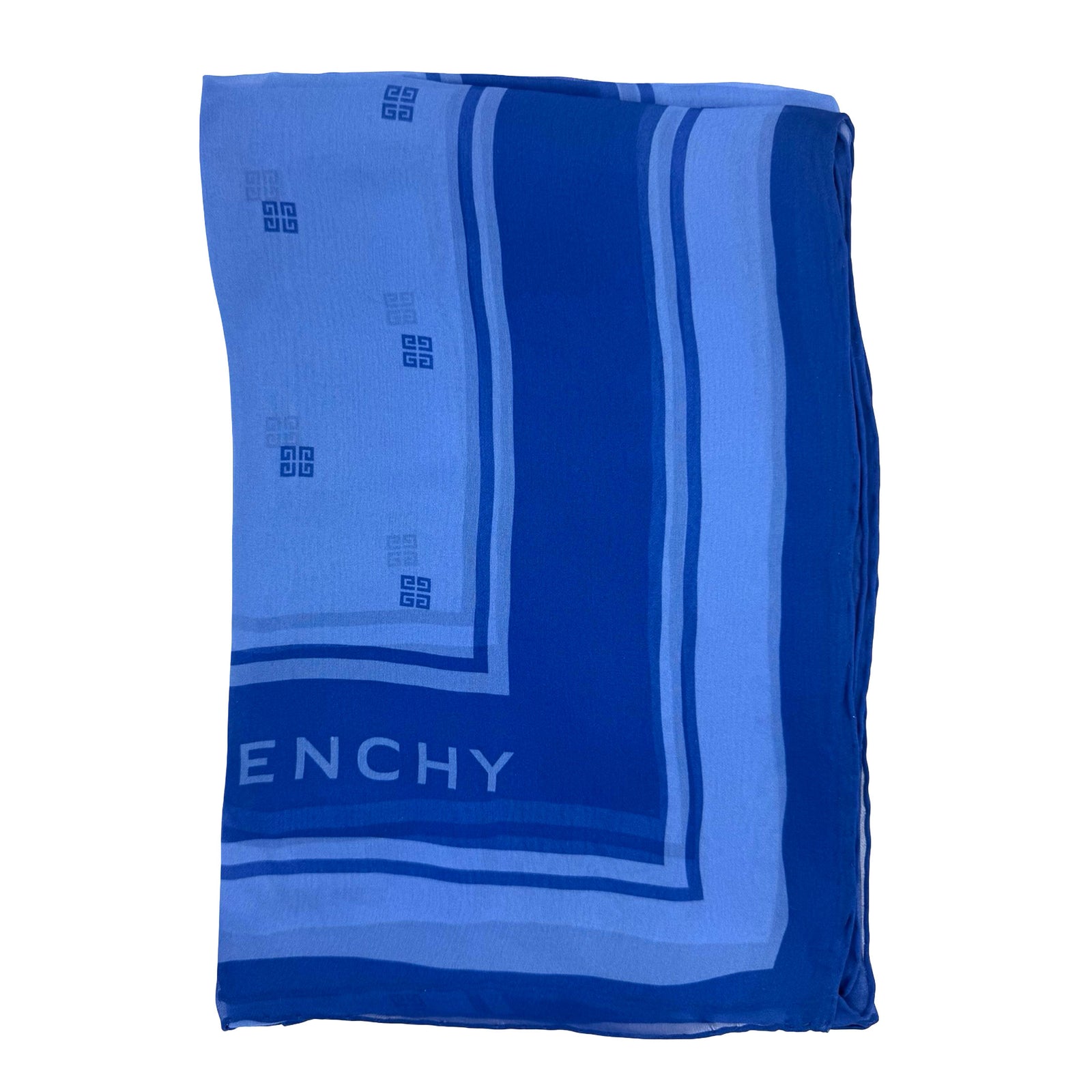 Givenchy Scarf Blue 4G Logo Design - Chiffon Silk Shawl