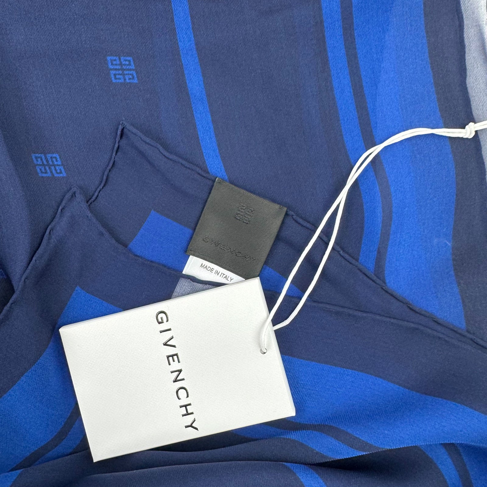 Givenchy Scarf Navy Blue 4G Logo Design - Chiffon Silk Shawl
