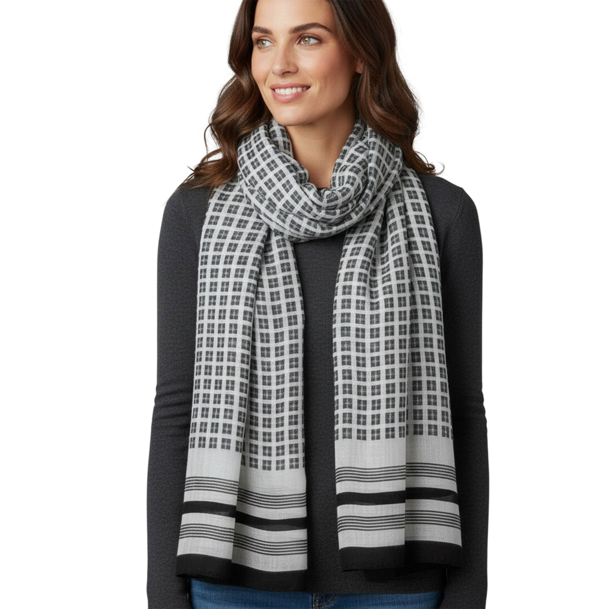 Givenchy Scarf Black White 4G Logo Design - Chiffon Silk Shawl