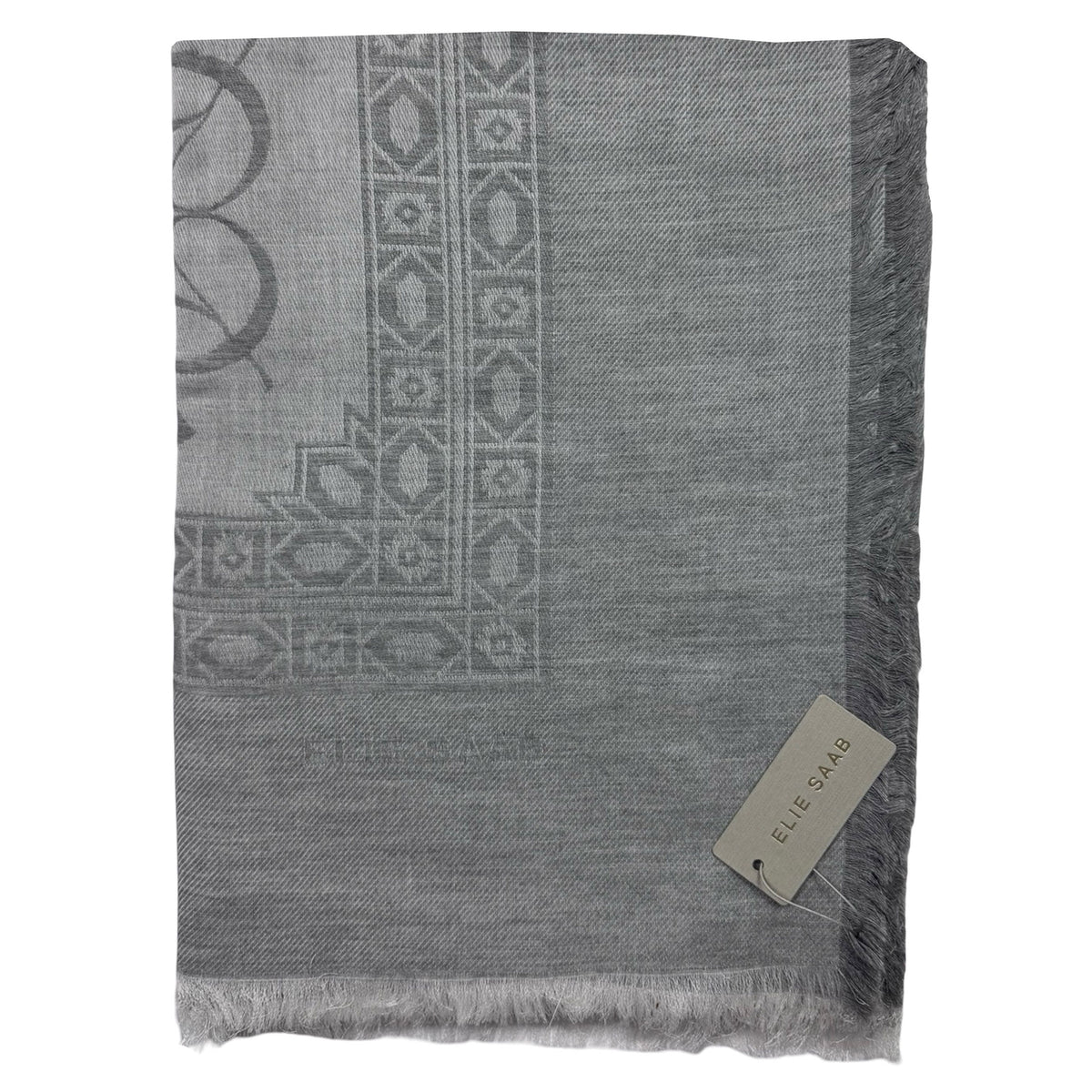 Elie Saab Scarf Gray Tonal Design - Extra Large 55 Inch Square Wrap SALE