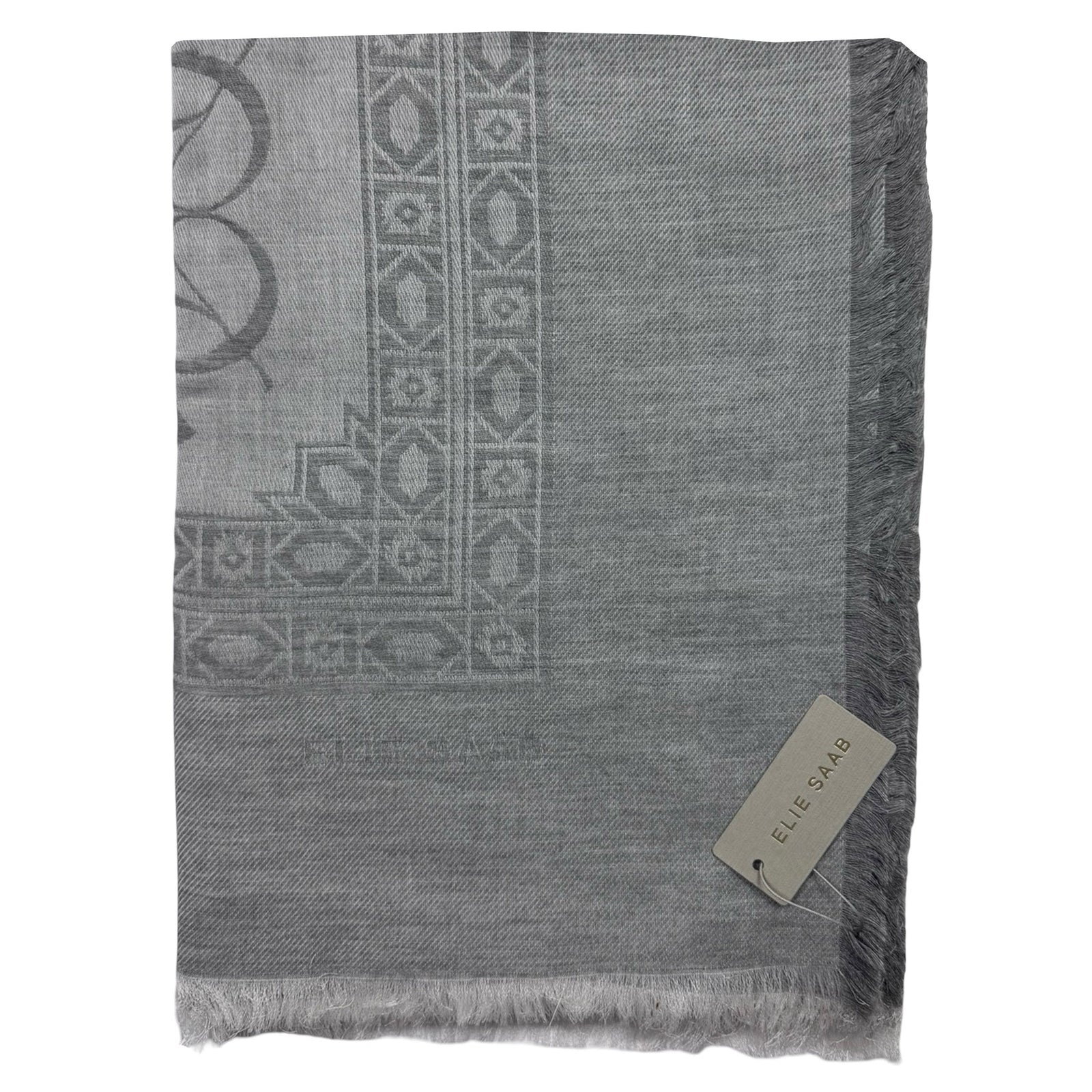 Elie Saab Scarf Gray Tonal Design - Extra Large 55 Inch Square Wrap SALE