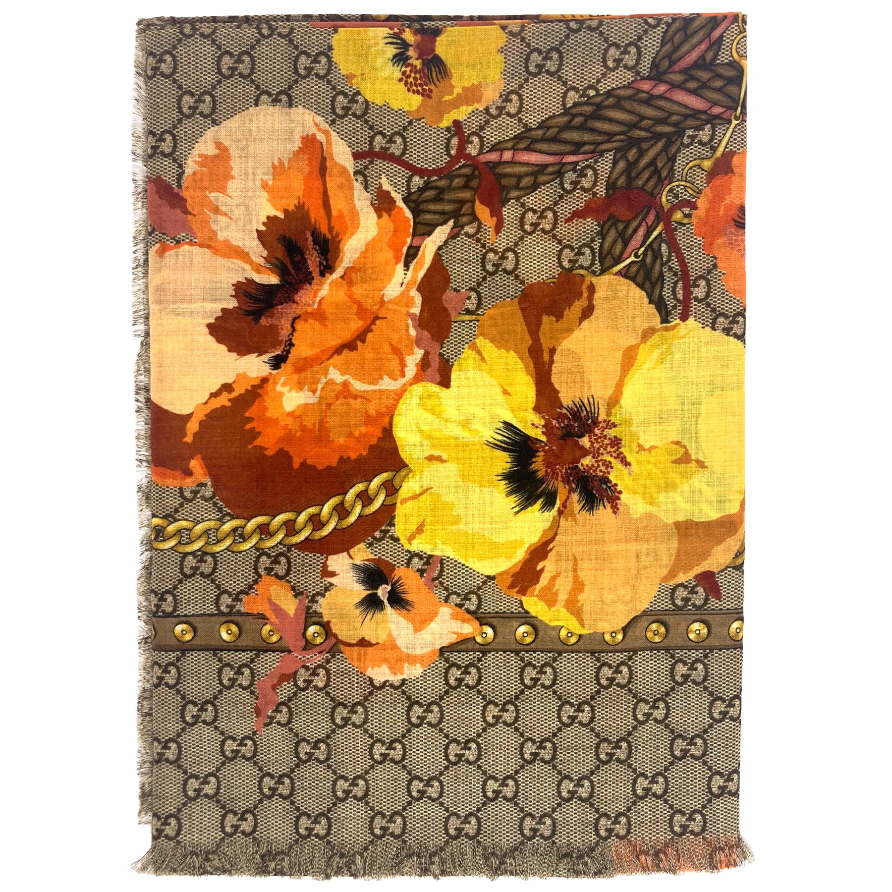 LOUIS VUITTON PARIS SILKY SCARF/SHAWL. BROWN WITH PINK FLORAL