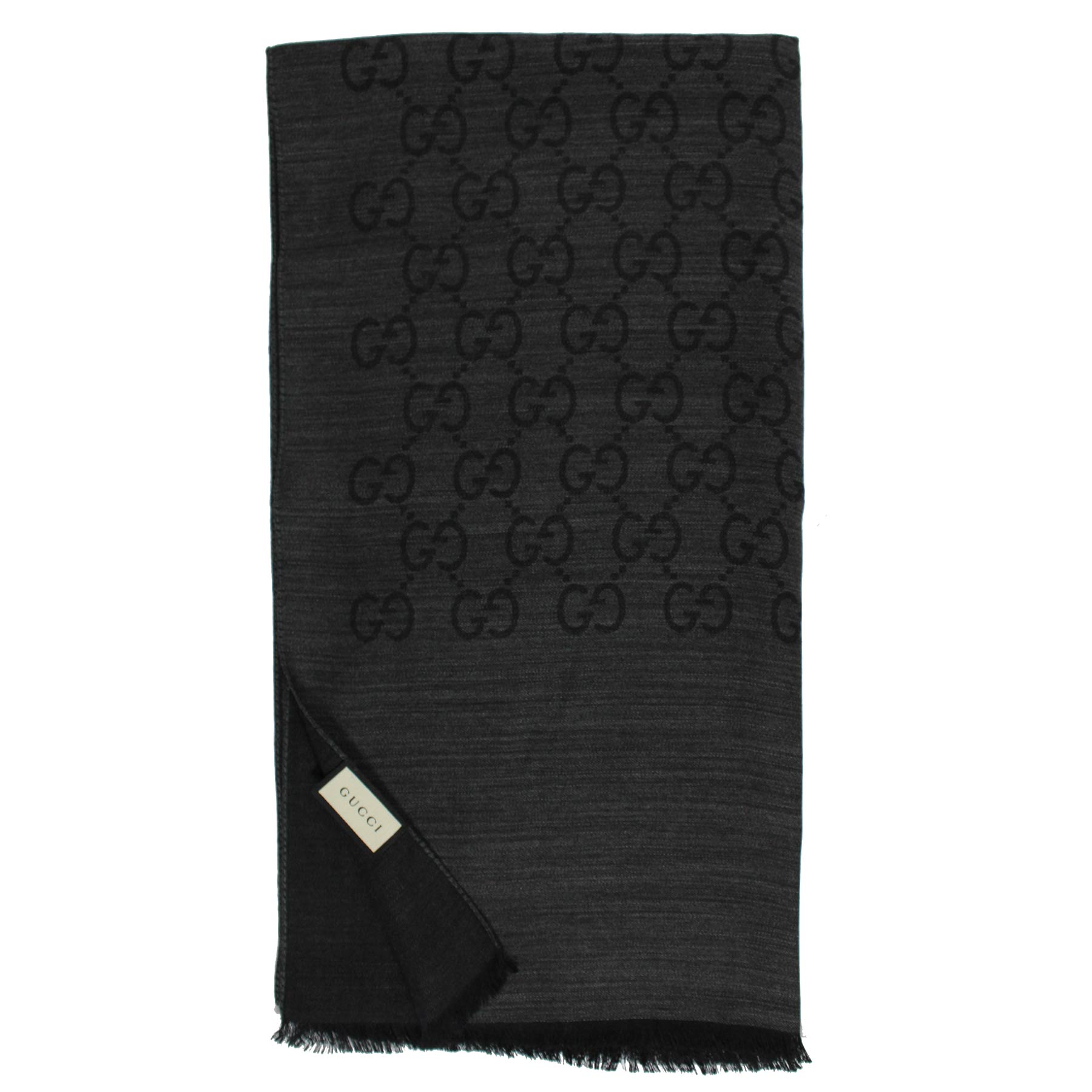 Louis Vuitton Dark Grey Stripe Cashmere Wool Shawl Scarf