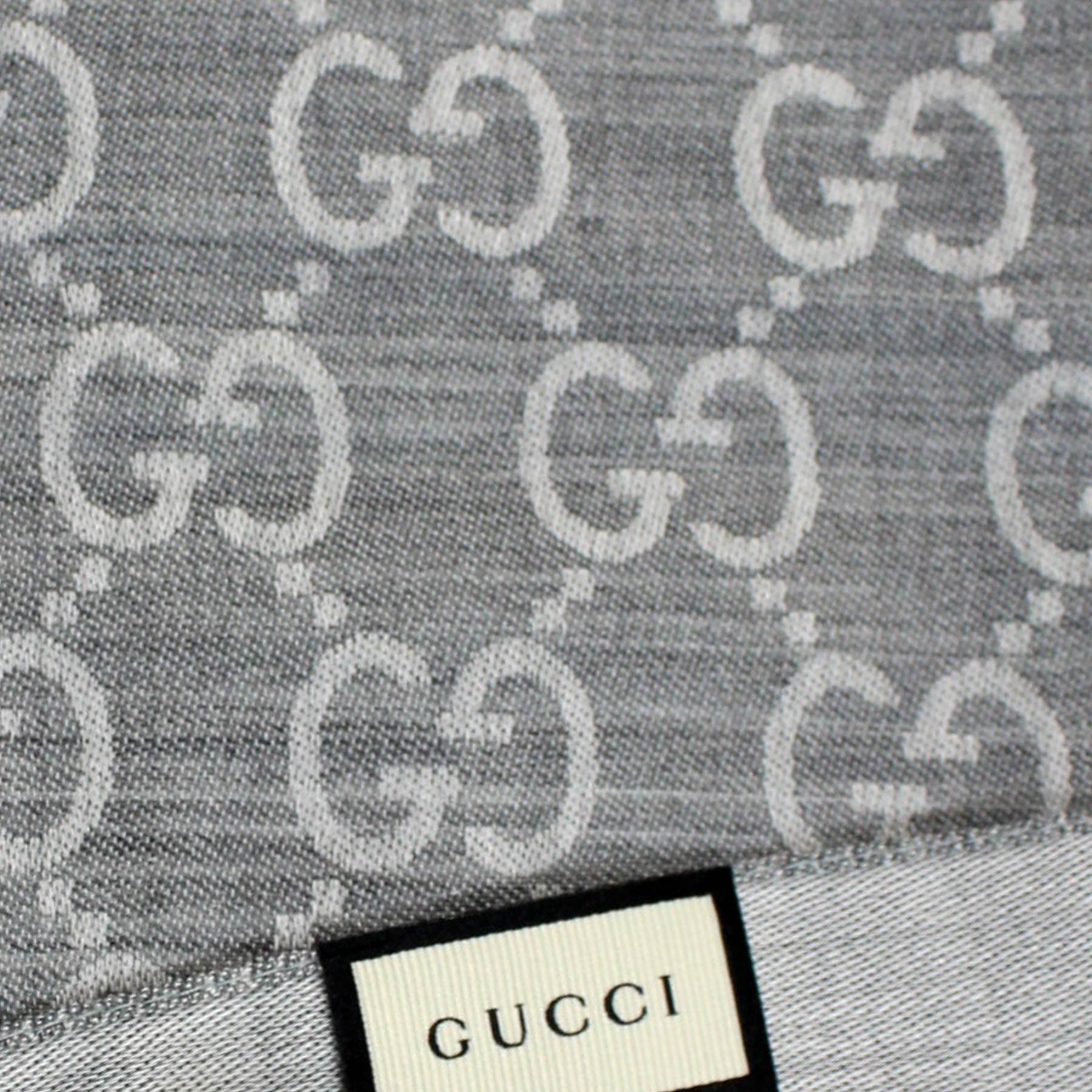 Gucci Scarf Gray GG - Wool Silk Shawl - Como Milano
