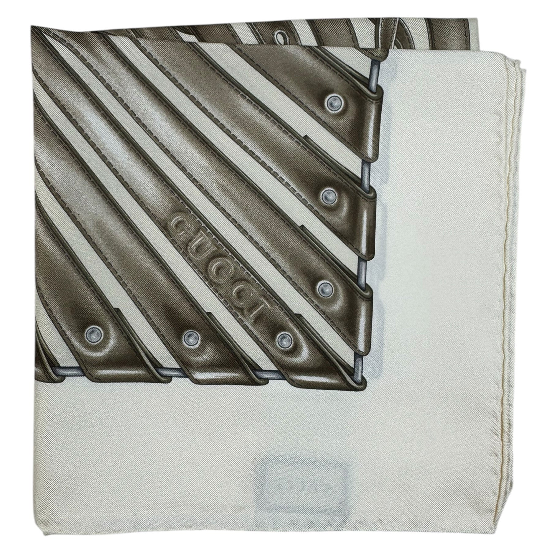 Gucci Scarf White Taupe Design