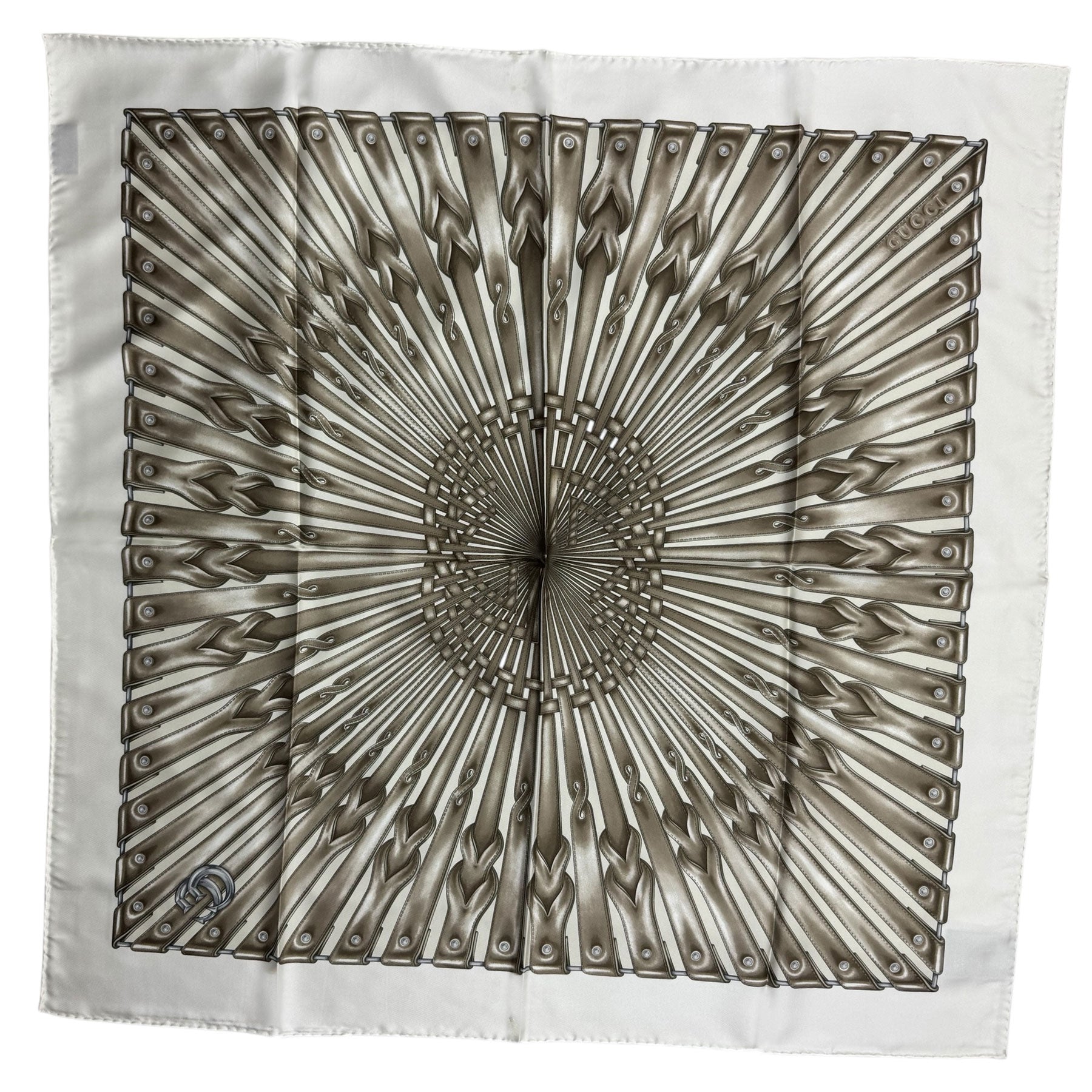 Gucci Scarf White Taupe Design