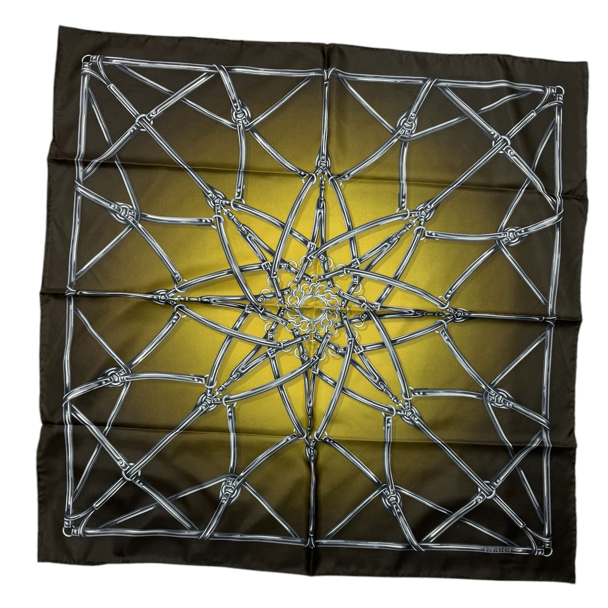 Gucci Scarf Olive Gray Design - Twill Silk Square Foulard SALE