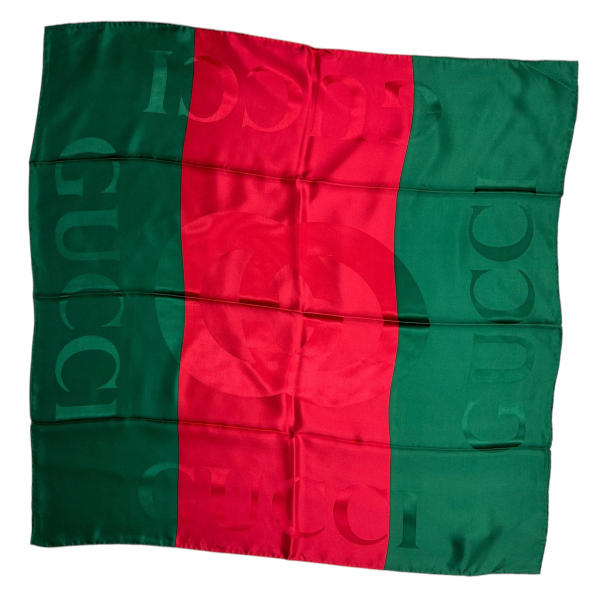 Gucci Scarf Signature Green Red Design - Twill Silk Square Foulard SALE