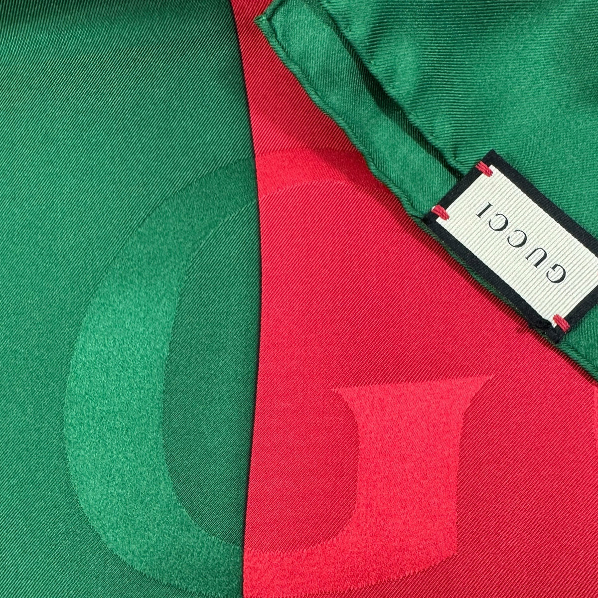 Gucci Scarf Signature Green Red Design - Twill Silk Square Foulard SALE