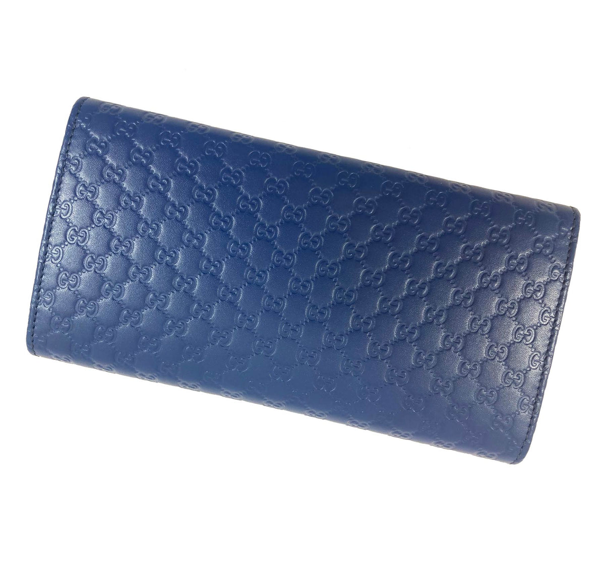 Gucci Large Leather Wallet Blue GG Design - Women Collection