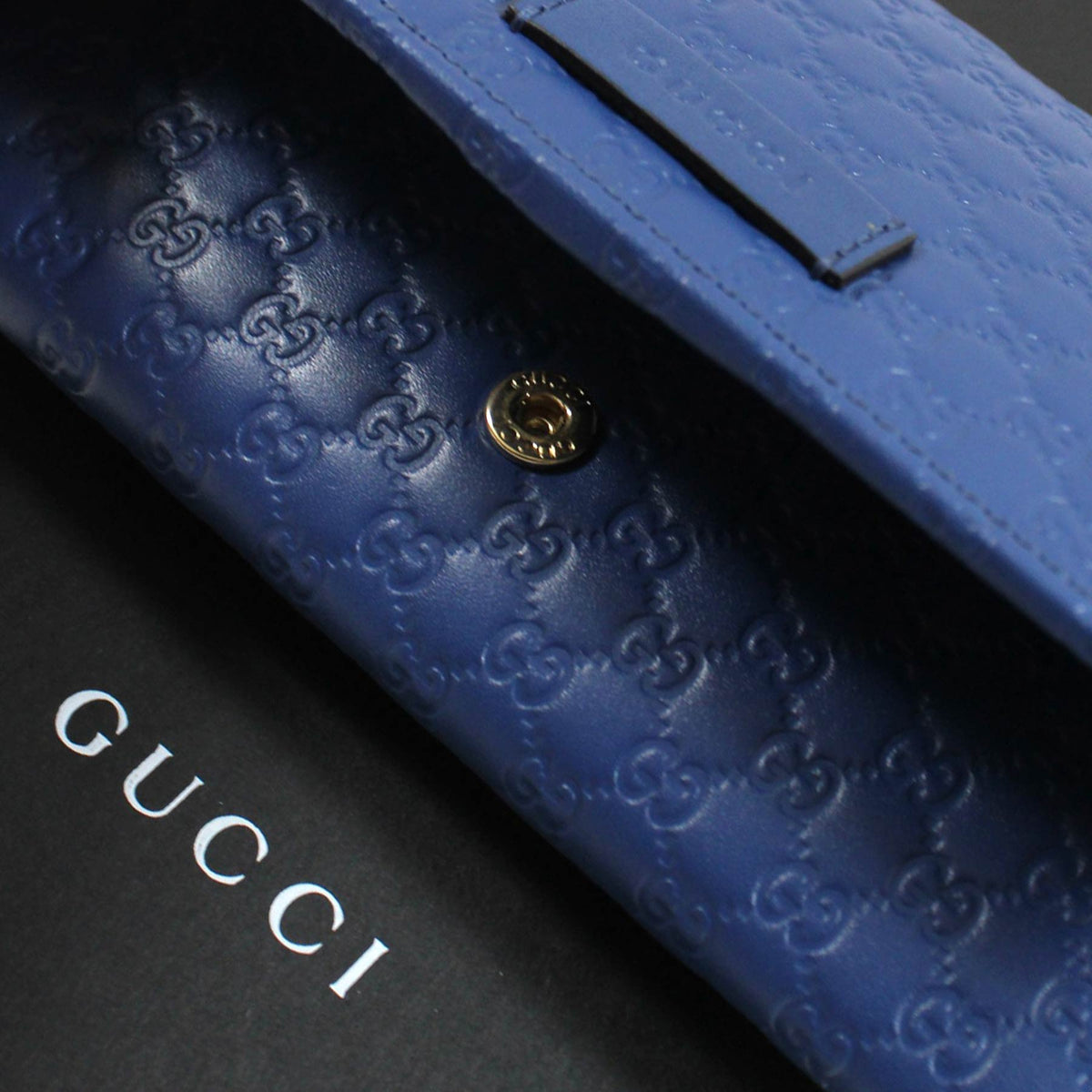 Gucci Large Leather Wallet Blue GG Design - Women Collection