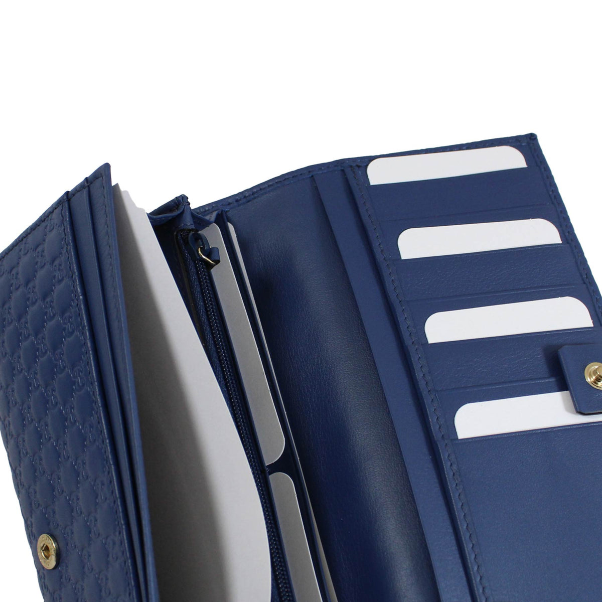 Gucci Large Leather Wallet Blue GG Design - Women Collection