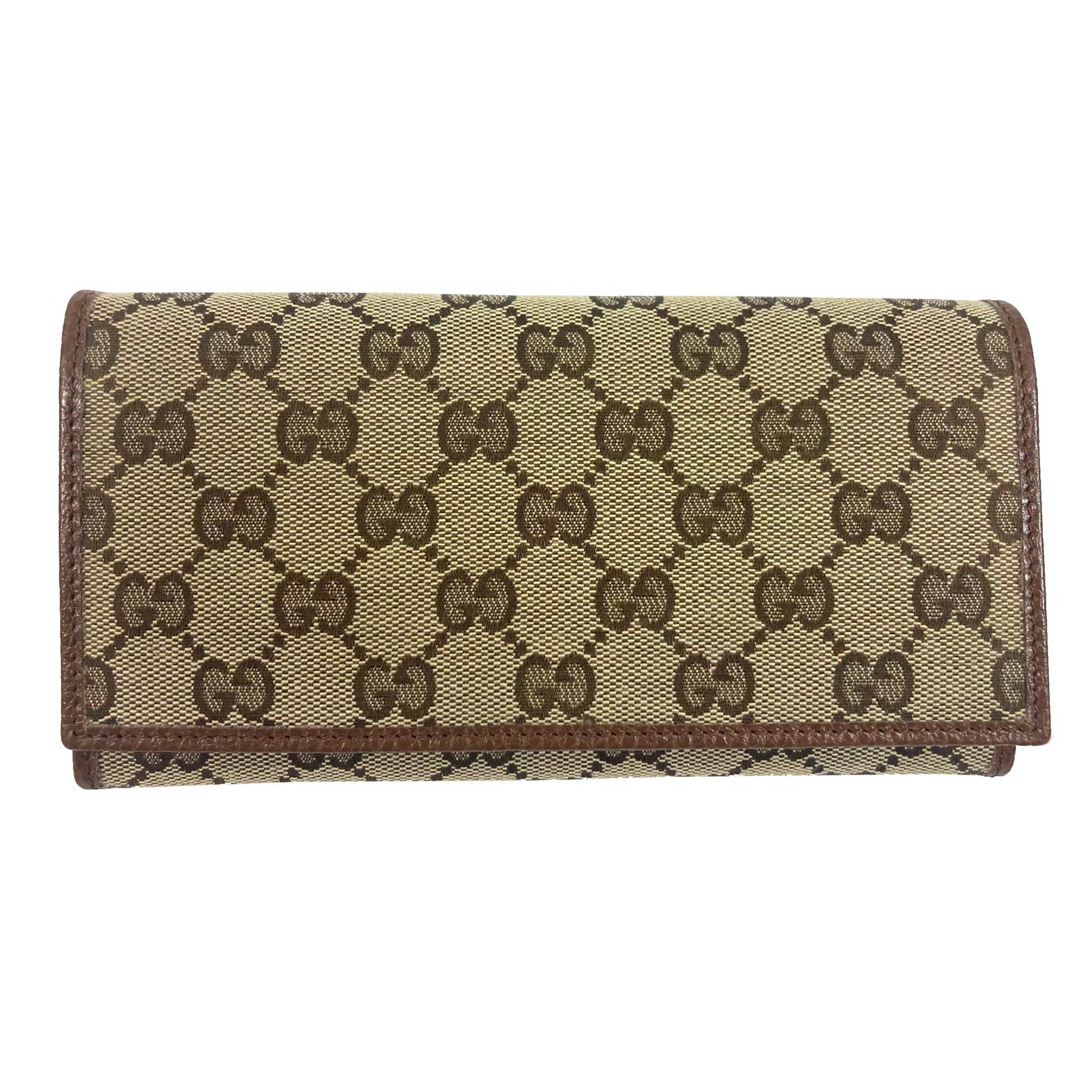 Gucci Bifold Coin Pouch Wallet GG Supreme Web Brown in Canvas