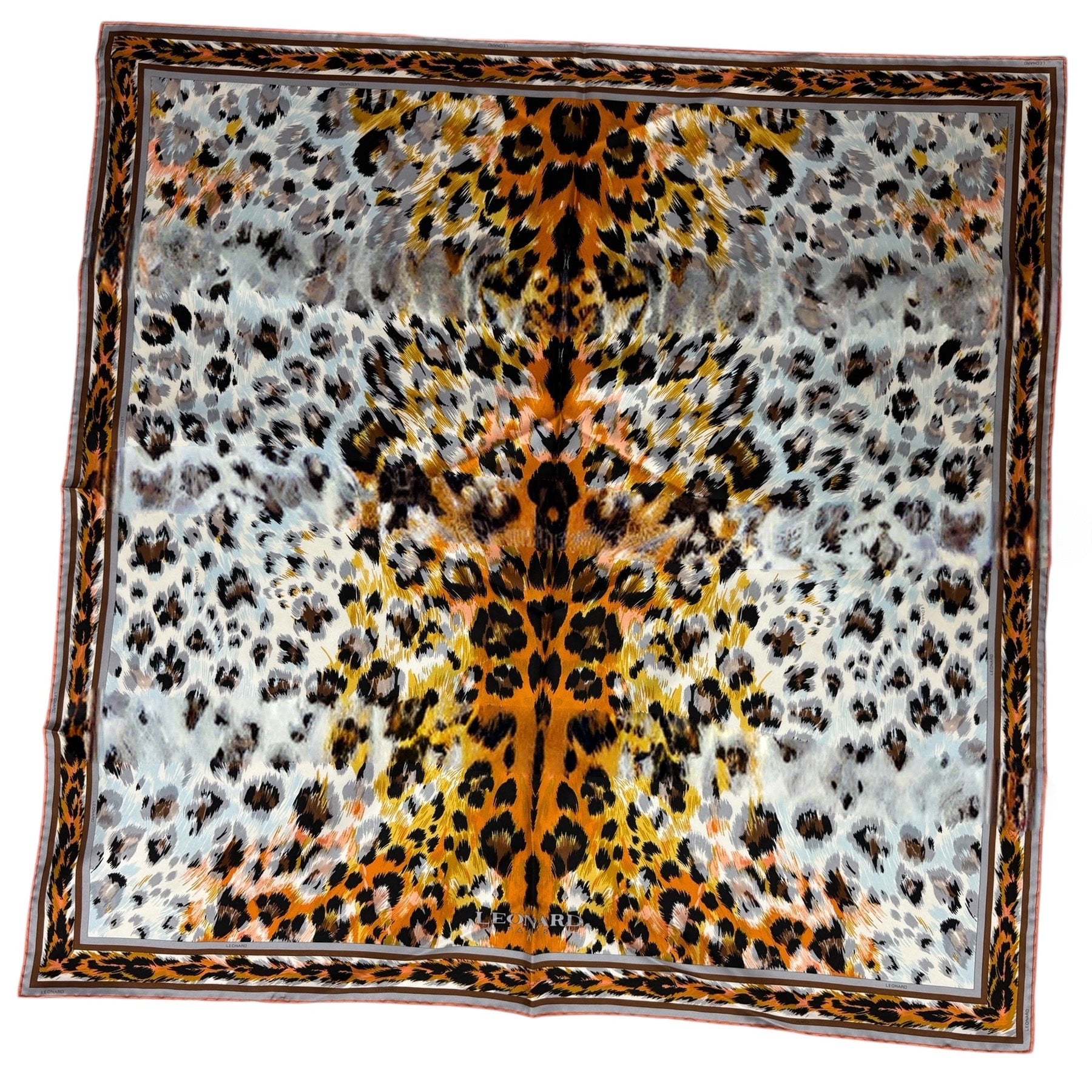 Leonard Paris Scarf Leopard Design - Twill Silk Large Square