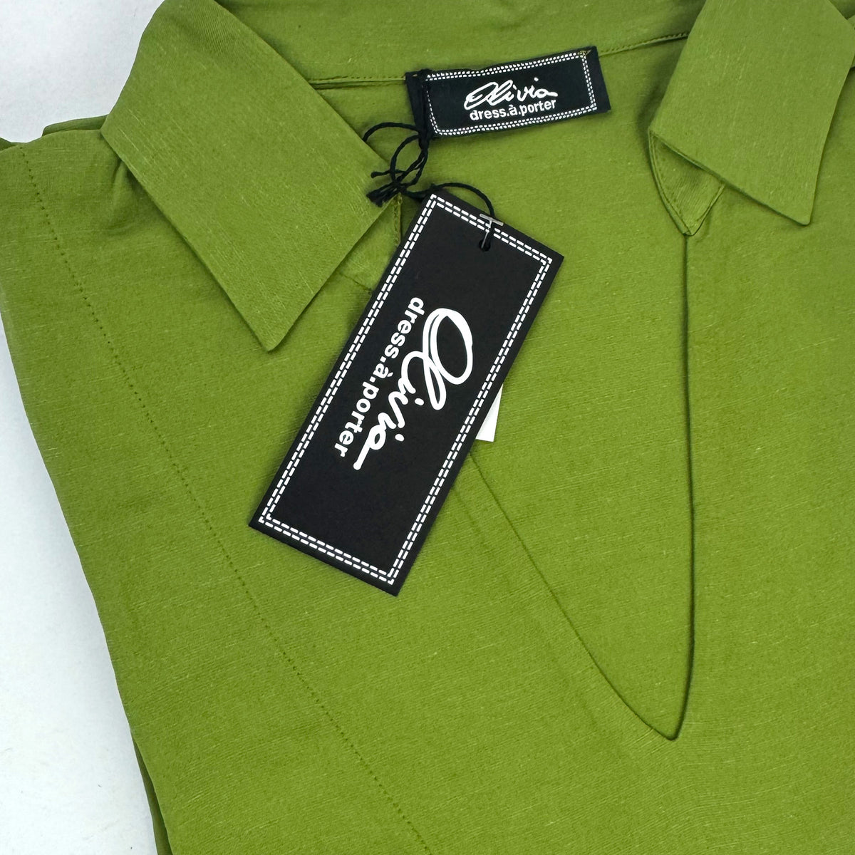 Olivia Kaftan Olive Linen Blend L - Women Beachwear Hand Made In Italy REDUCED - SALE