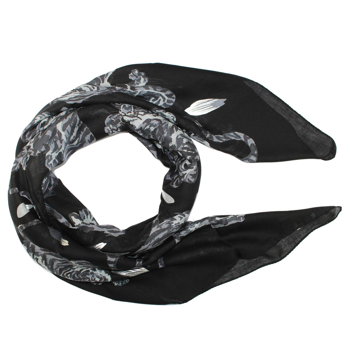 Kenzo Scarf Black Gray Tiger - Large Wrap