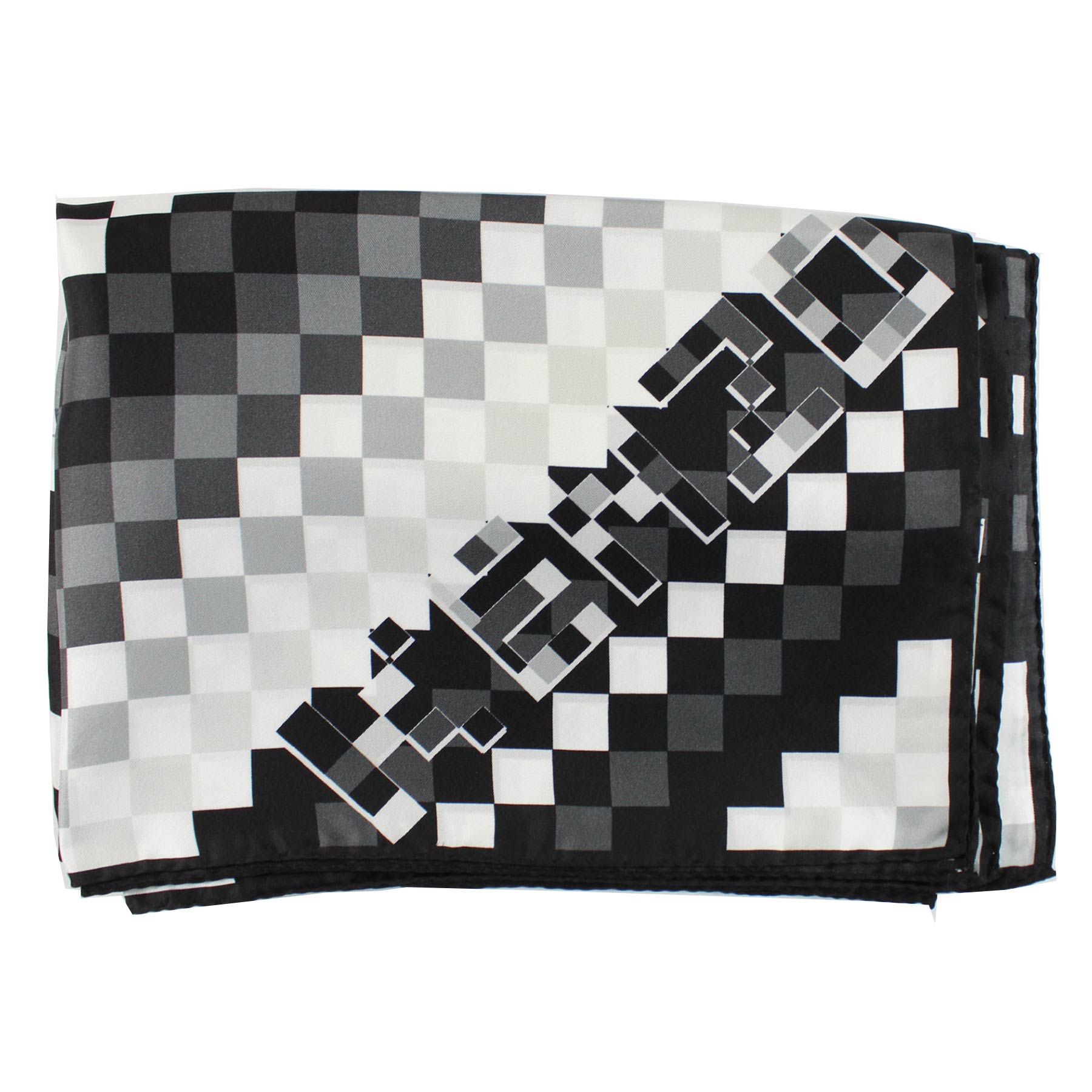 Kenzo Scarf Black White Design - Large Twill Silk Square Foulard