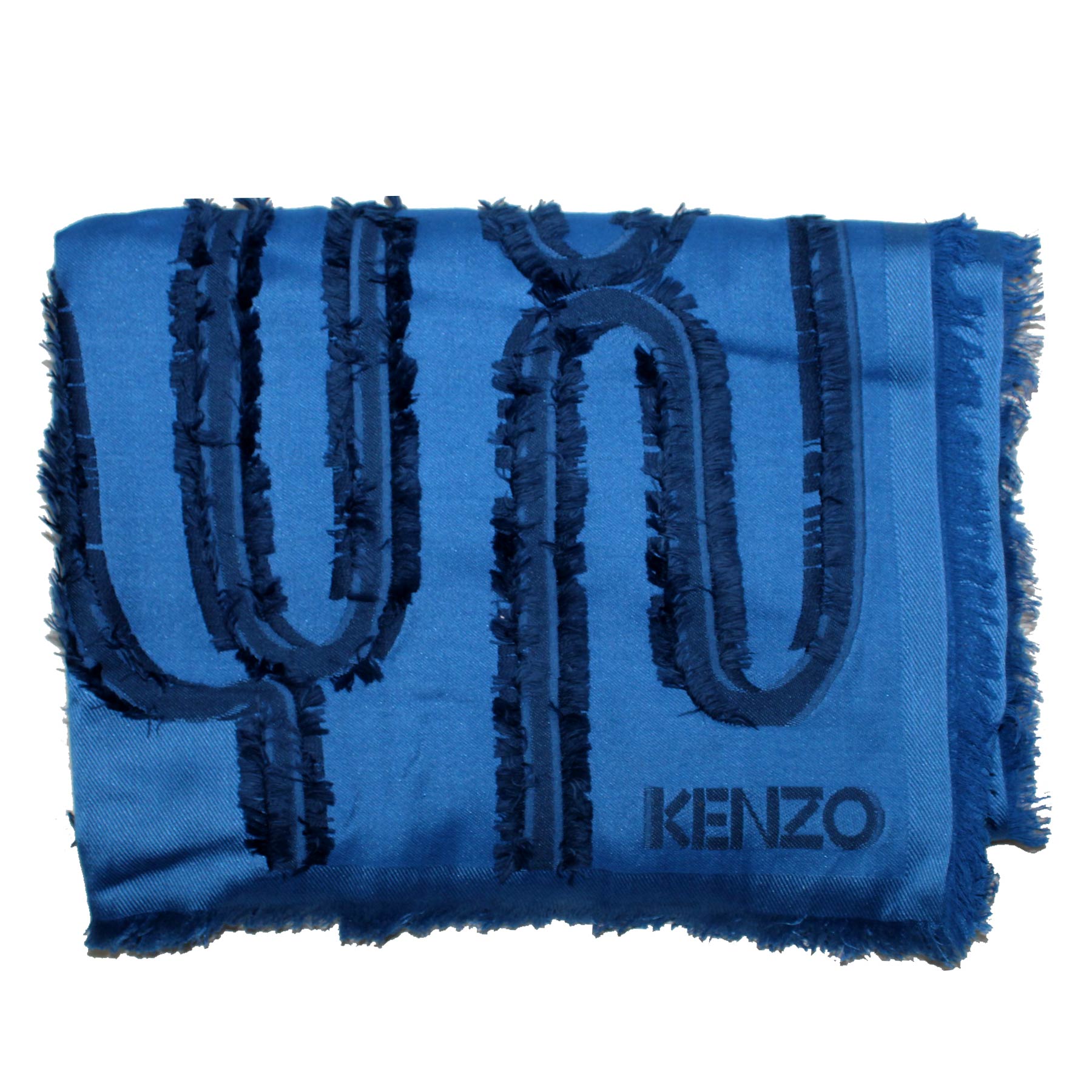 Kenzo Scarf Royal Blue Design - Large Cotton Silk Shawl FINAL SALE