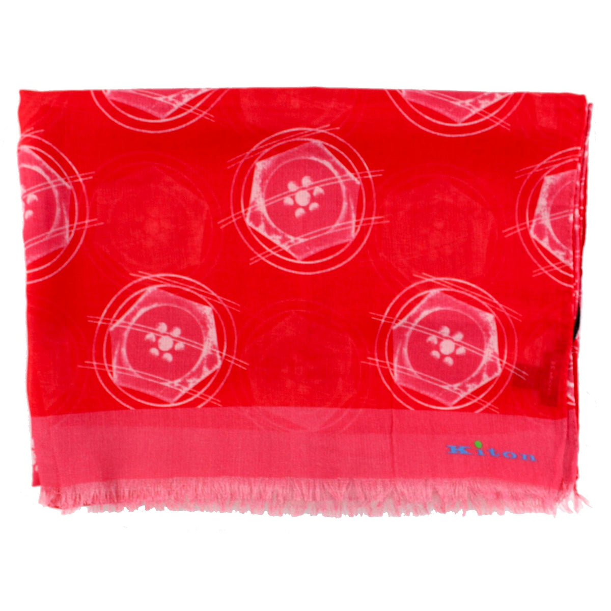 Kiton Cotton Scarf Red Pink Buttons Design SALE