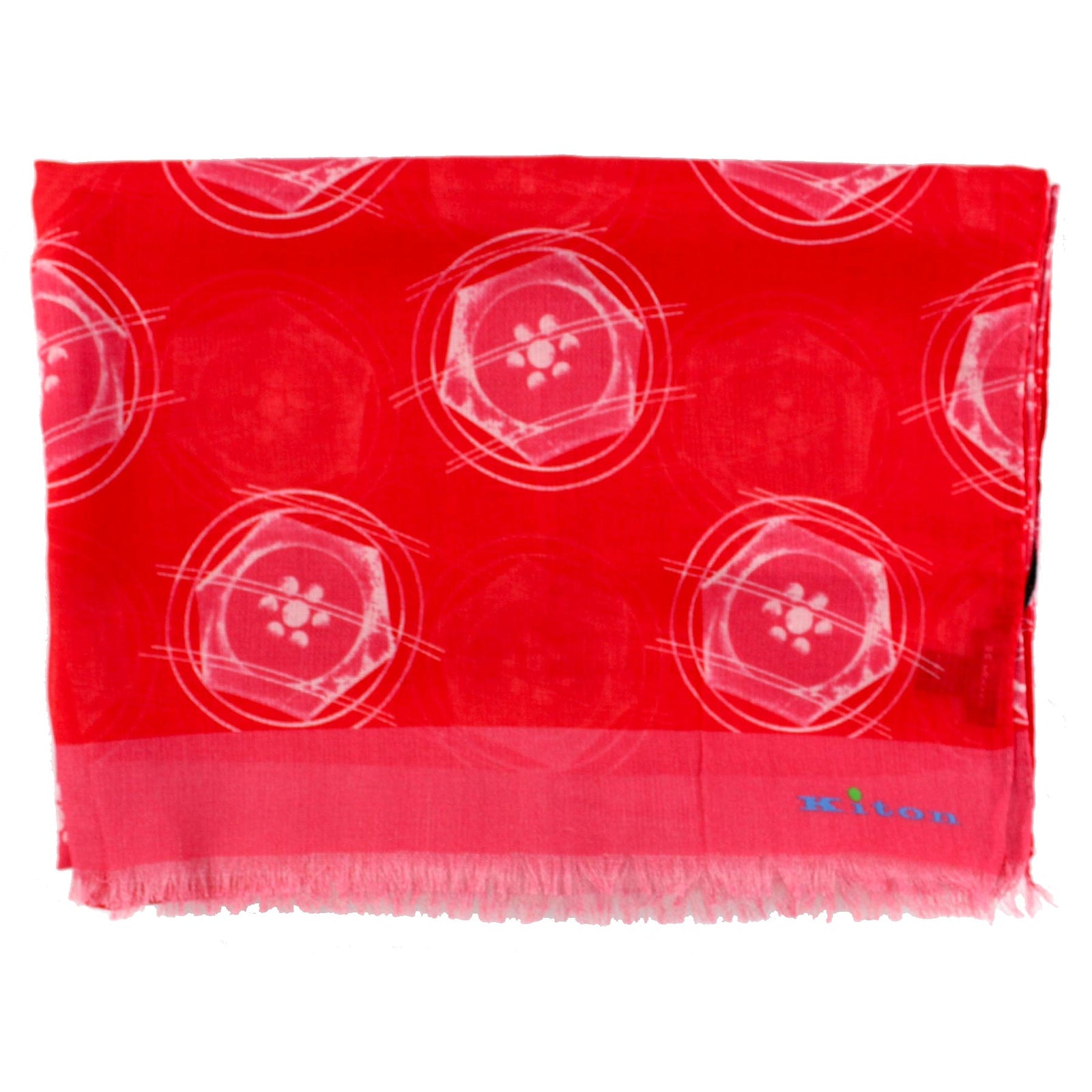 Kiton Cotton Scarf Red Pink Buttons Design SALE
