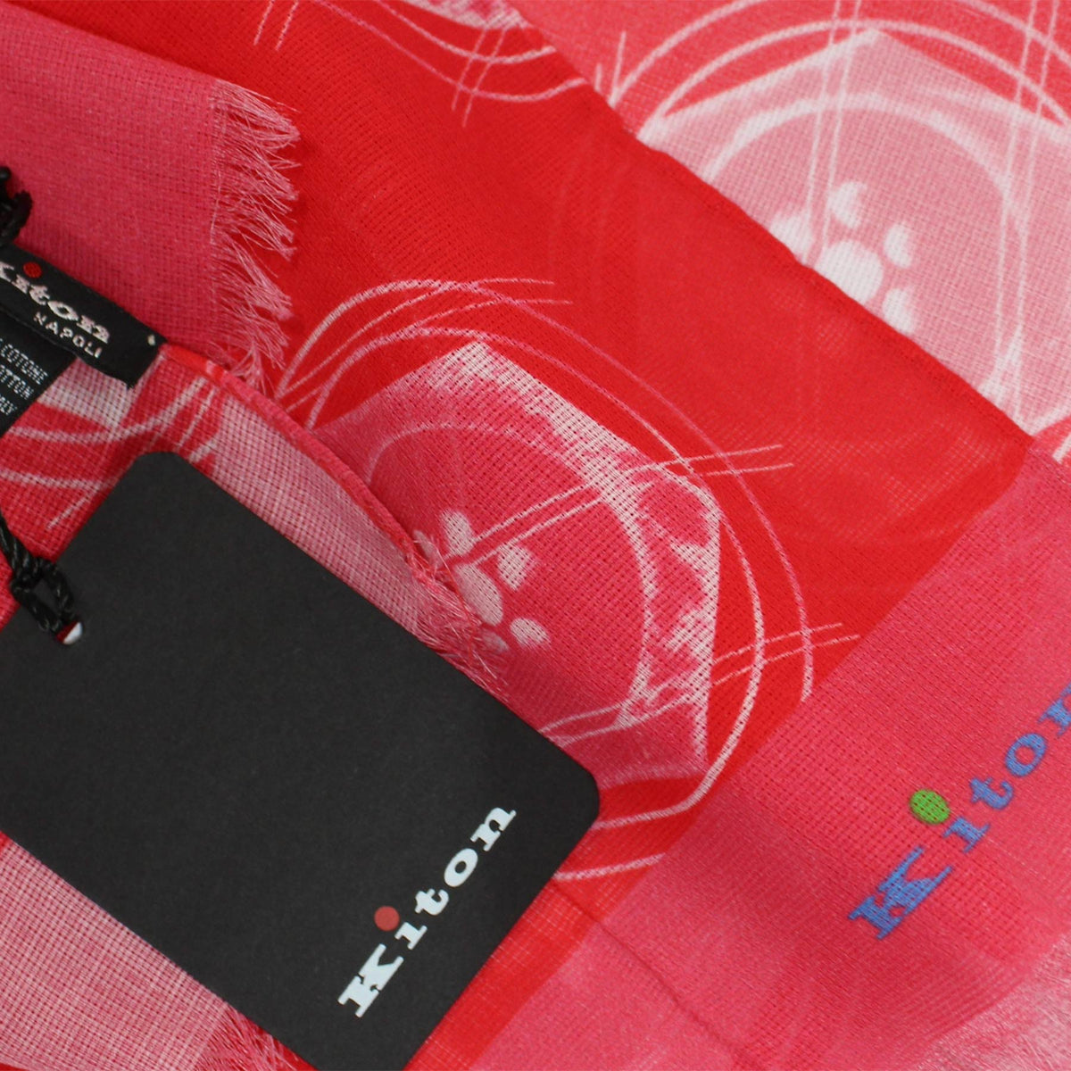 Kiton Cotton Scarf Red Pink Design