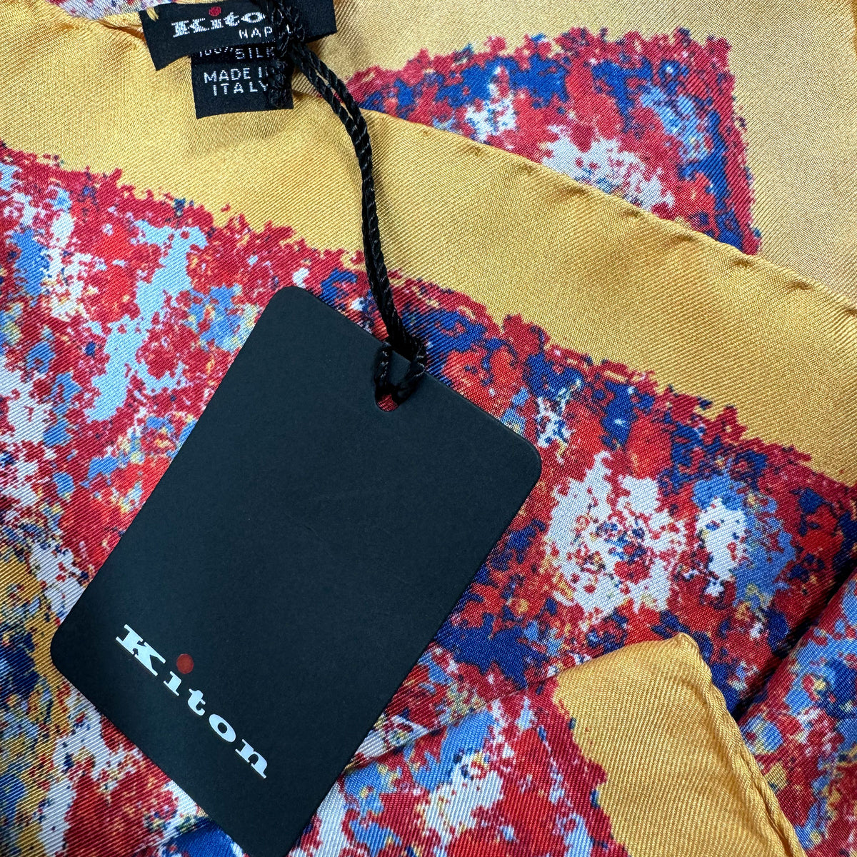 Kiton Women Scarf Olive Fire Red Paisley