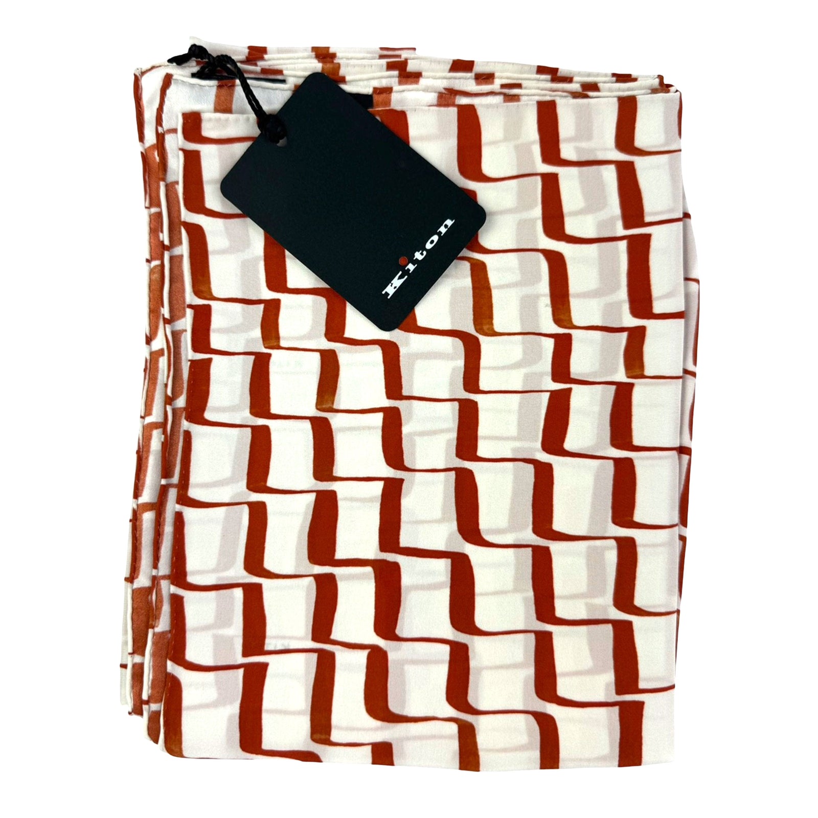 Kiton Women Scarf White Brown - Twill Silk Square Foulard