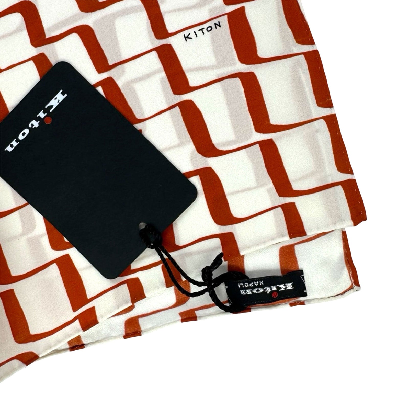 Kiton Women Scarf White Brown - Twill Silk Square Foulard