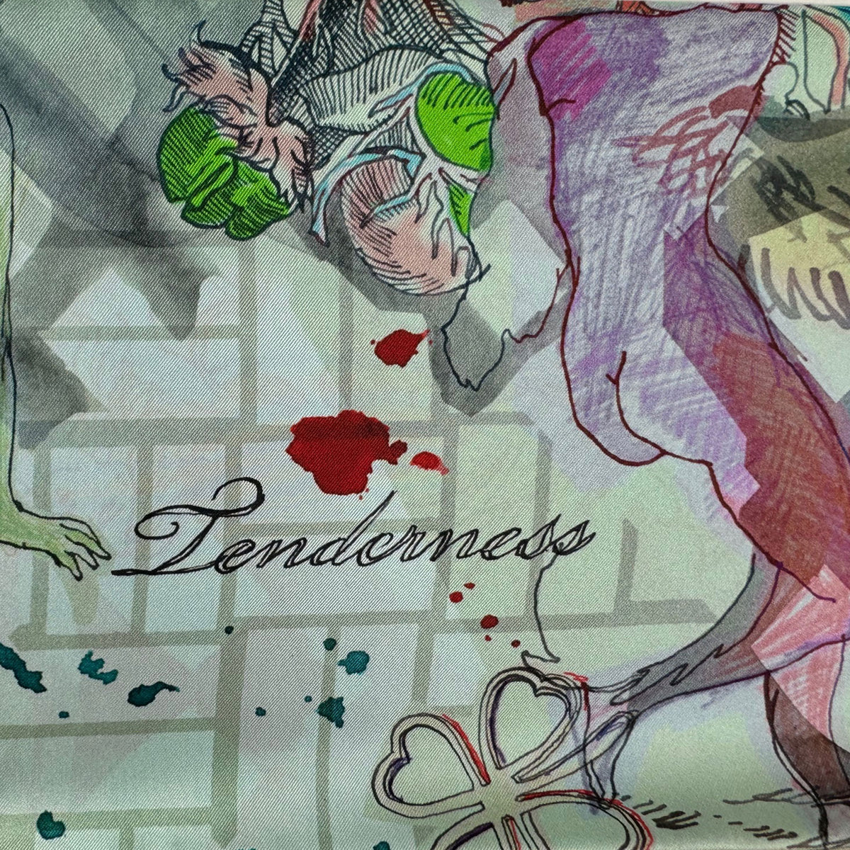 Christian Lacroix Scarf Love Tenderness Design - Twill Silk Square Foulard SALE