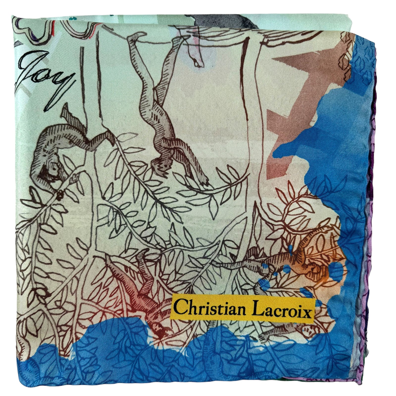 Christian Lacroix Scarf Love Tenderness Design - Twill Silk Square Foulard SALE