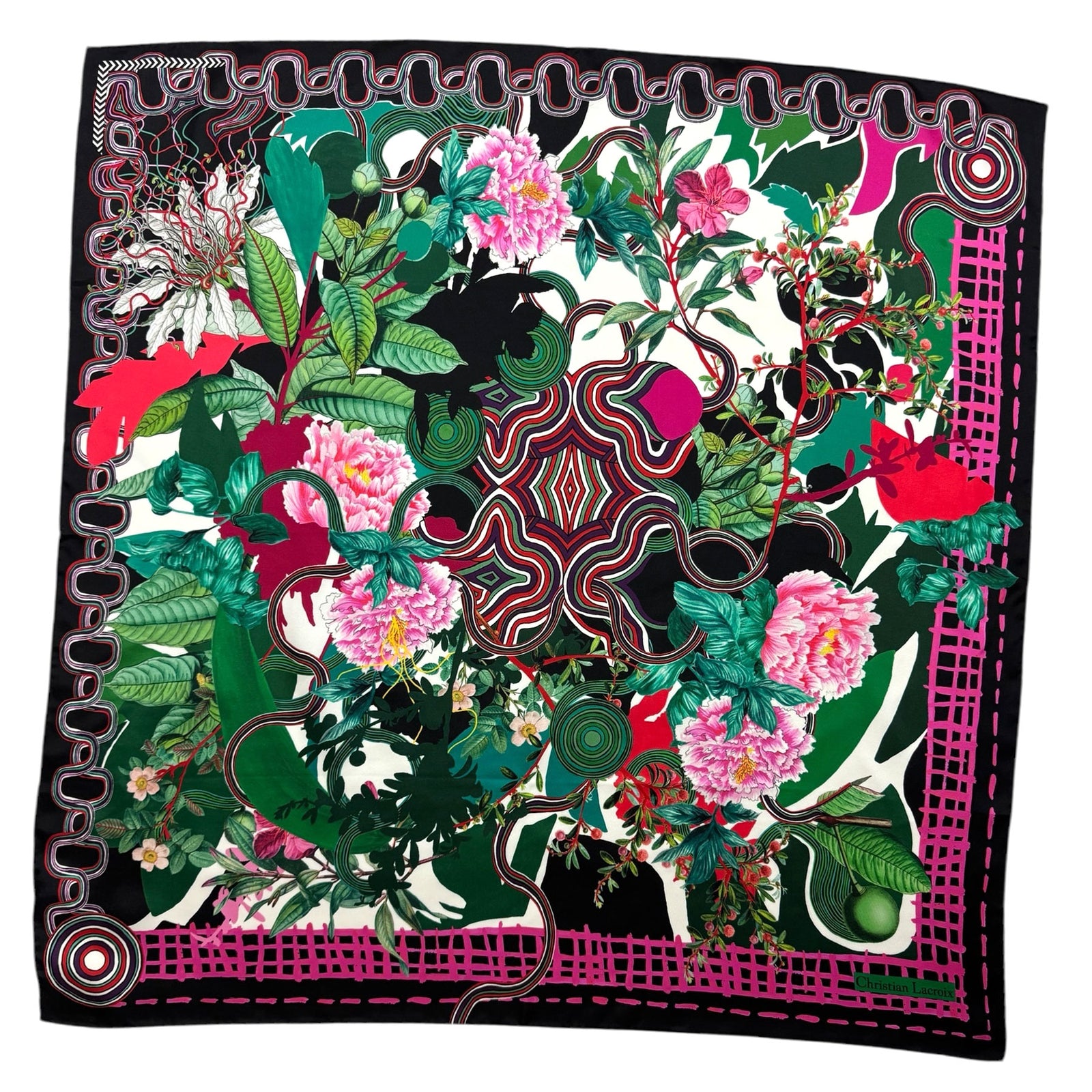 Christian Lacroix Scarf Signature Floral Bouquet - Square Twill Silk Foulard