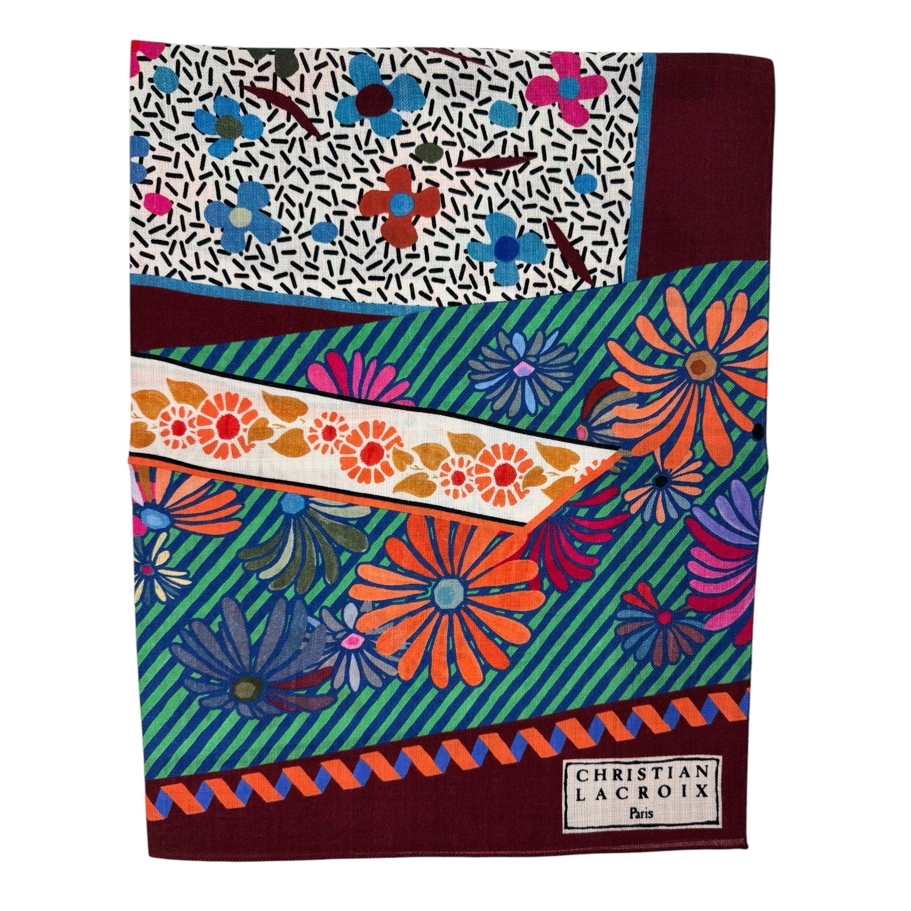 CHRISTIAN LACROIX 花柄スカーフ Christian Lacroix Scarf Colorful Floral - Wool Shawl - Como Milano